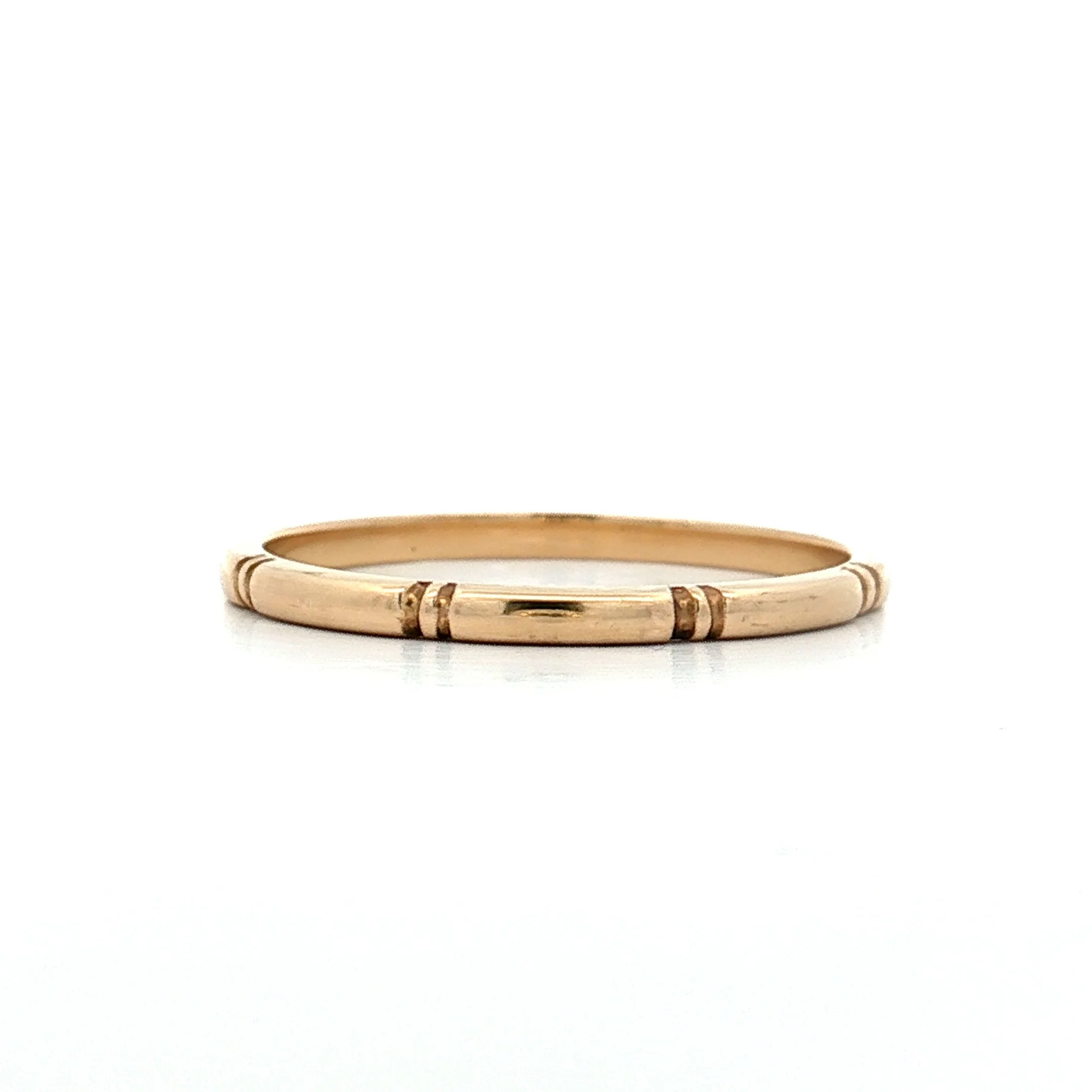 Vintage Retro Engraved Wedding Band 14k Yellow Gold - Image 3