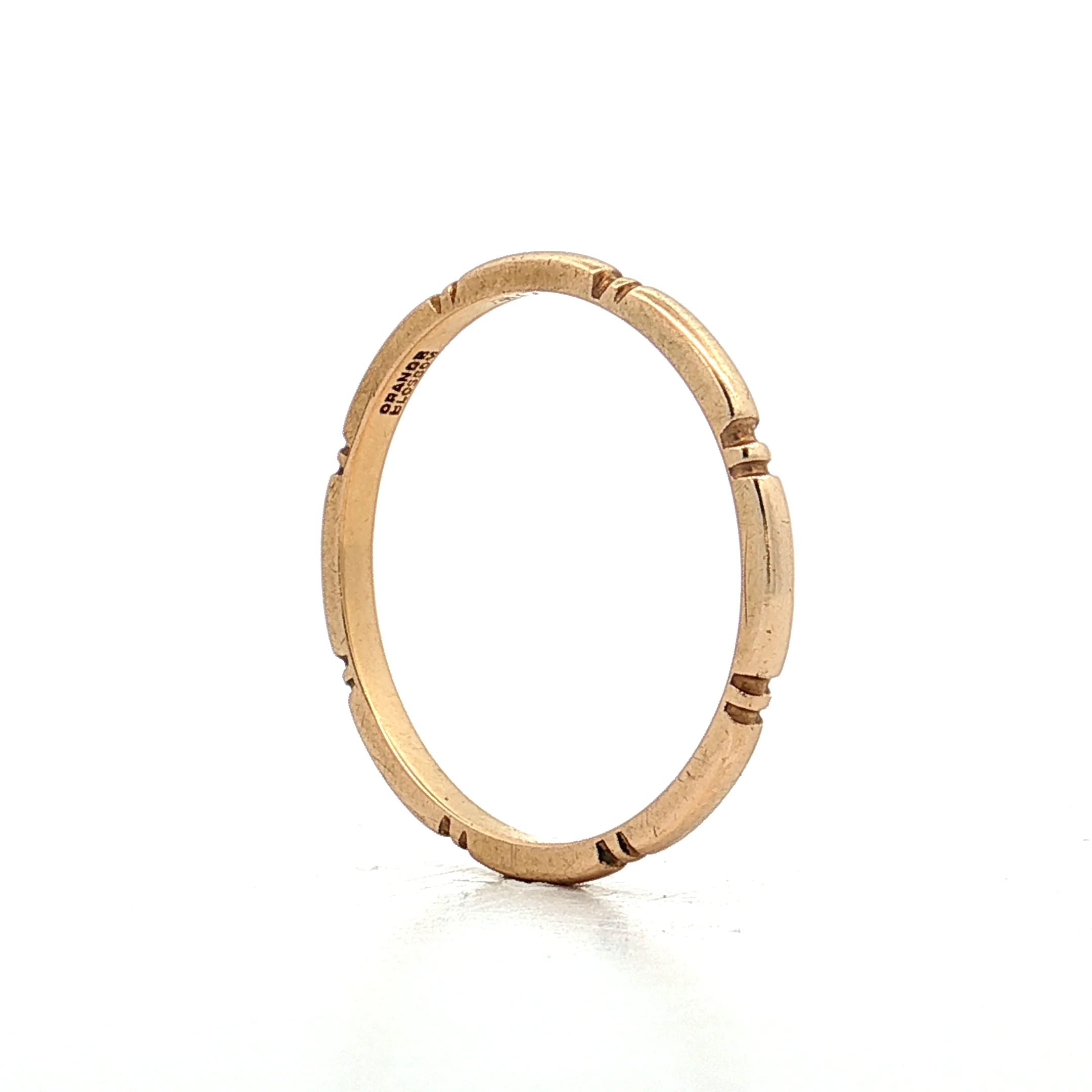 Vintage Retro Engraved Wedding Band 14k Yellow Gold - Image 5