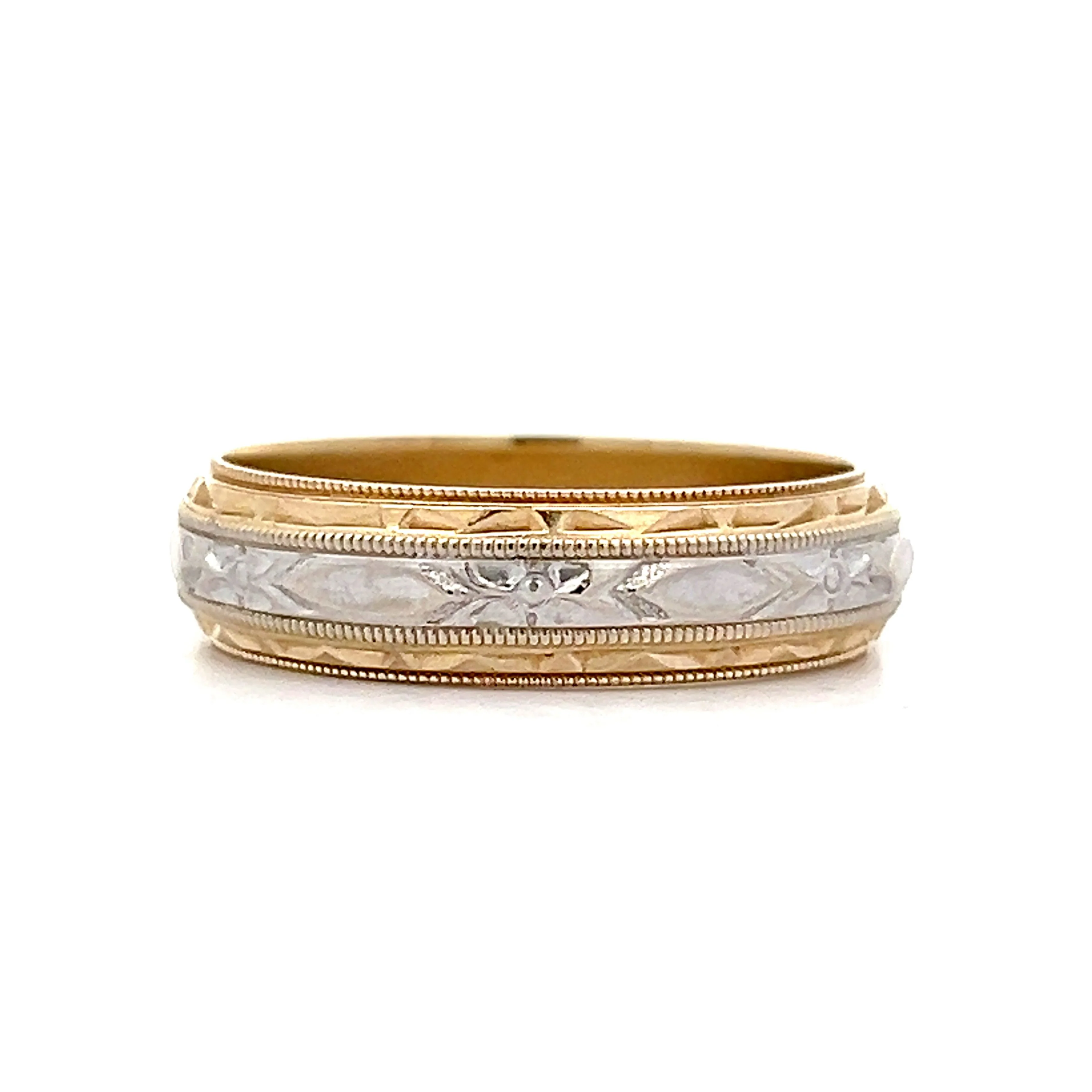 Vintage Retro Fancy Men's Wedding Band in 14k - Image 3