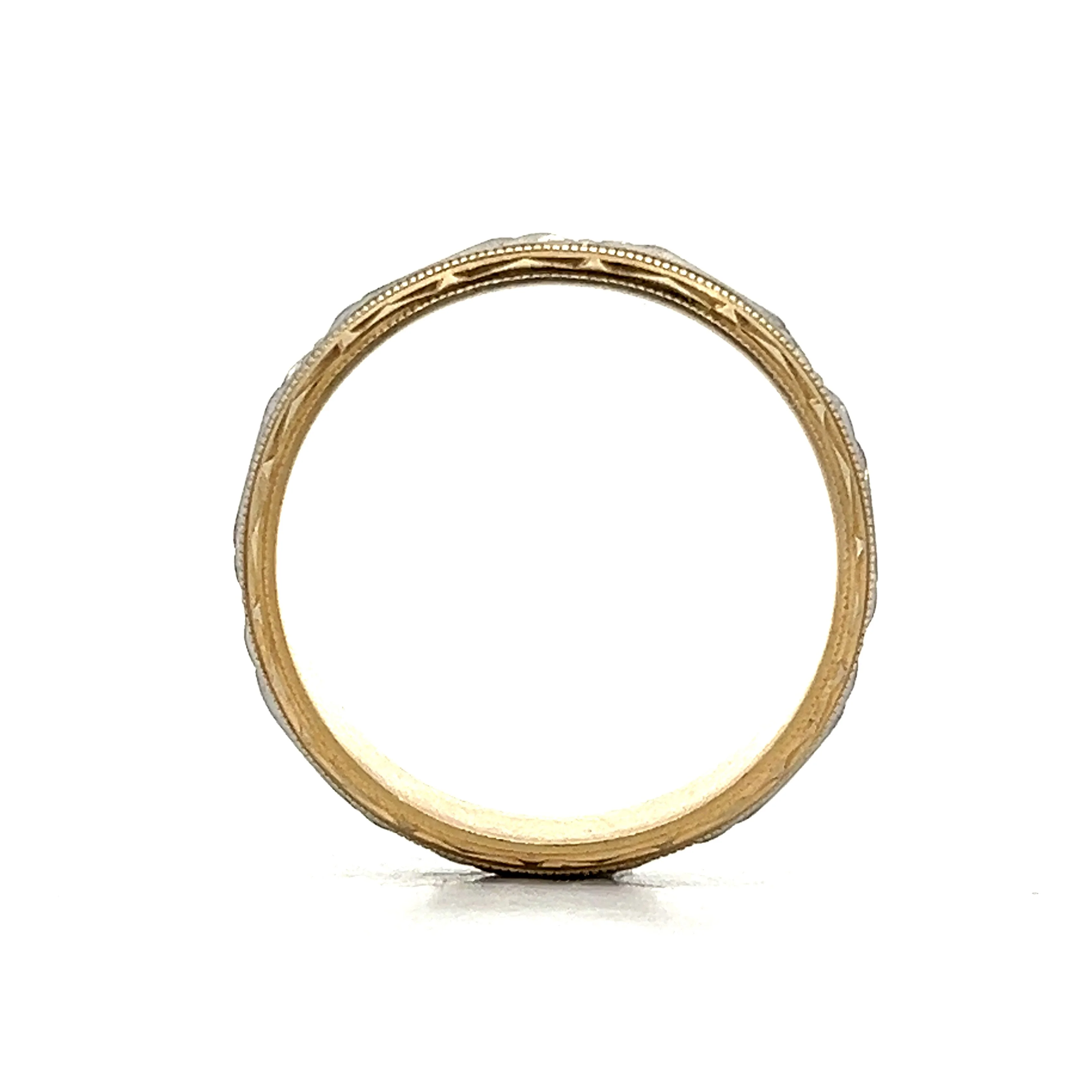 Vintage Retro Fancy Men's Wedding Band in 14k - Image 4