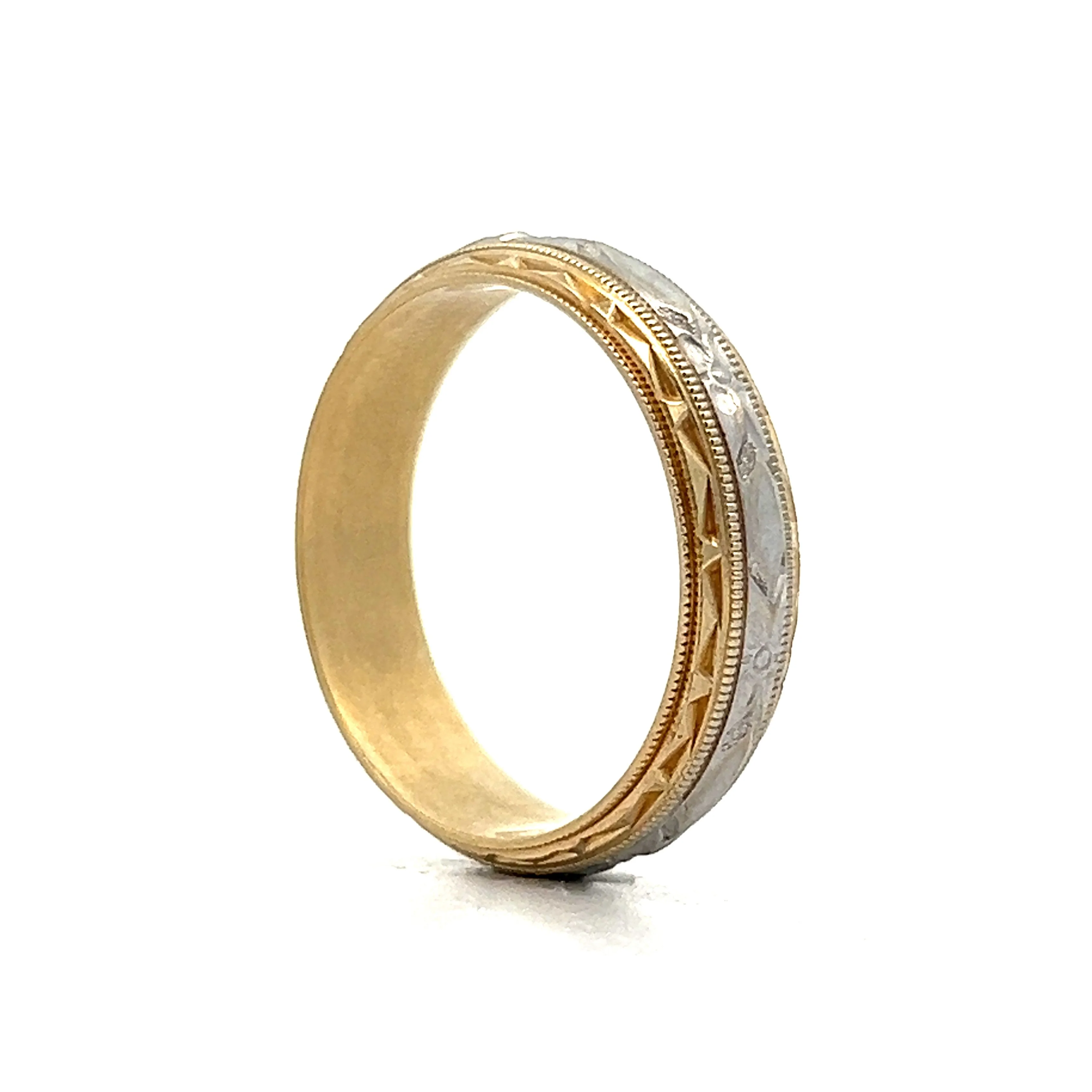 Vintage Retro Fancy Men's Wedding Band in 14k - Image 5