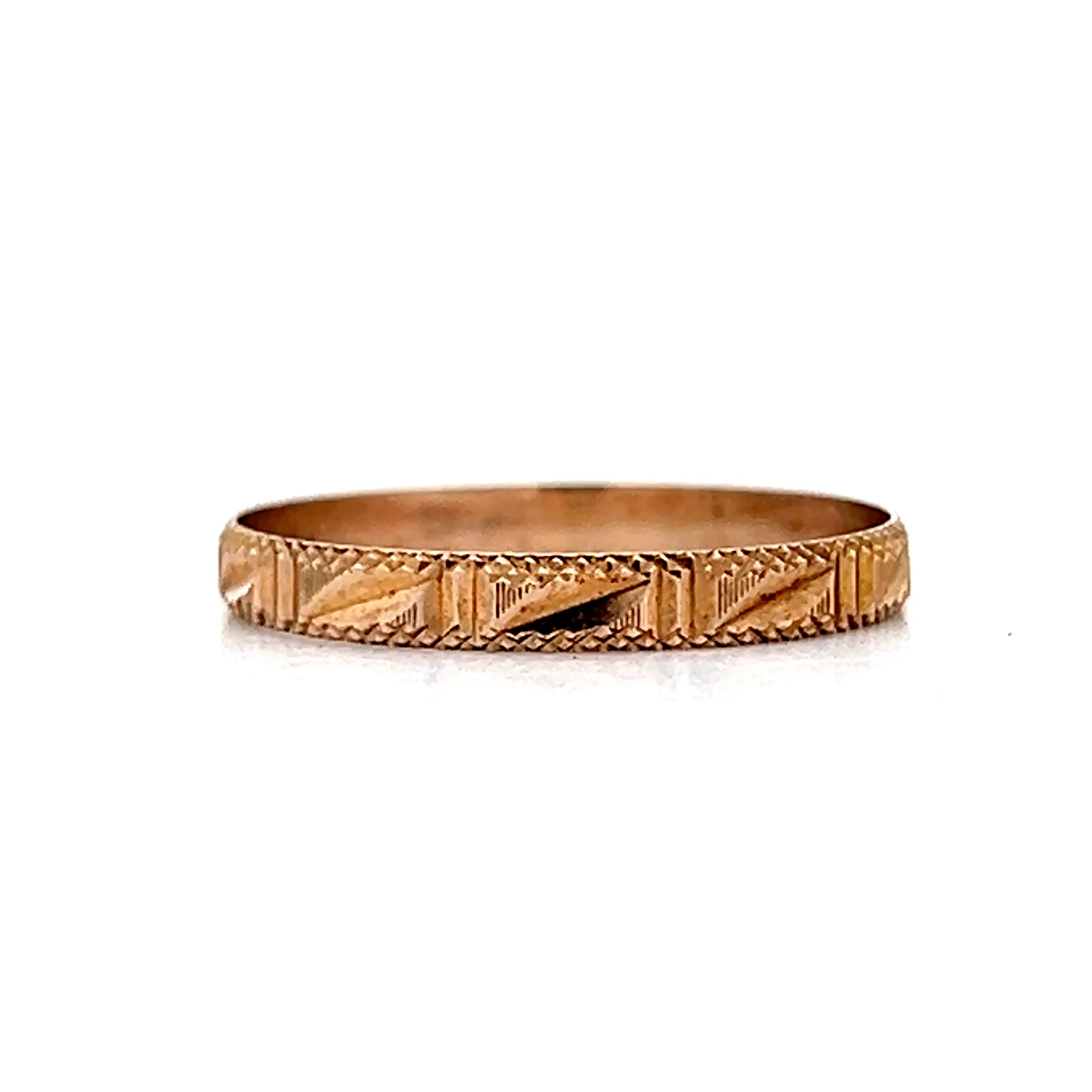Vintage Retro Geometric Wedding Band in 14k