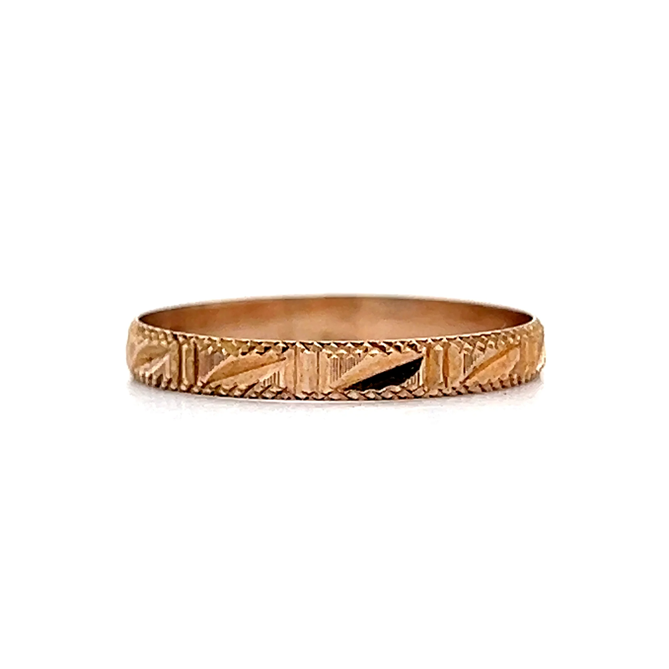 Vintage Retro Geometric Wedding Band in 14k - Image 3