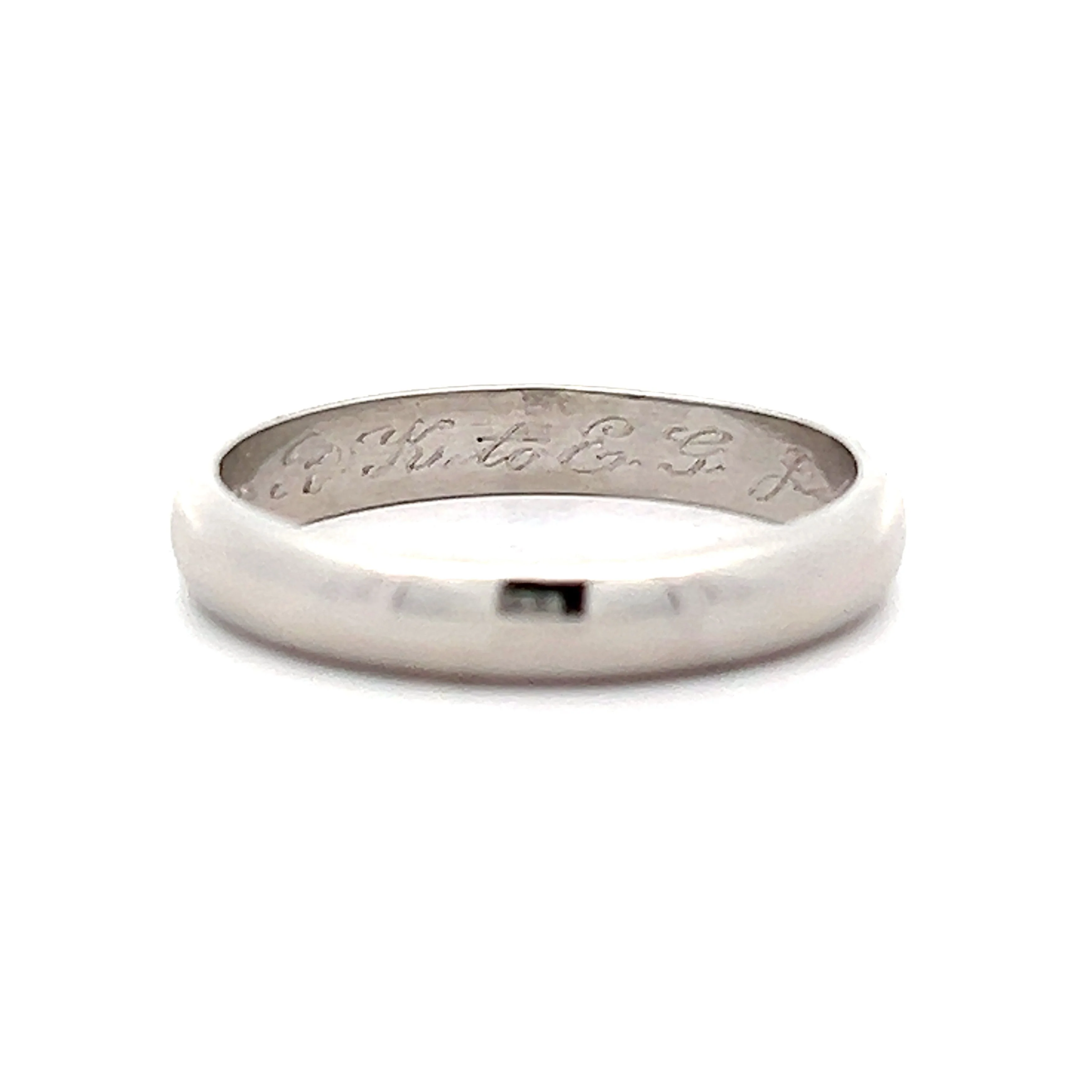 Vintage Retro Half Round Wedding Band in Platinum - Image 4