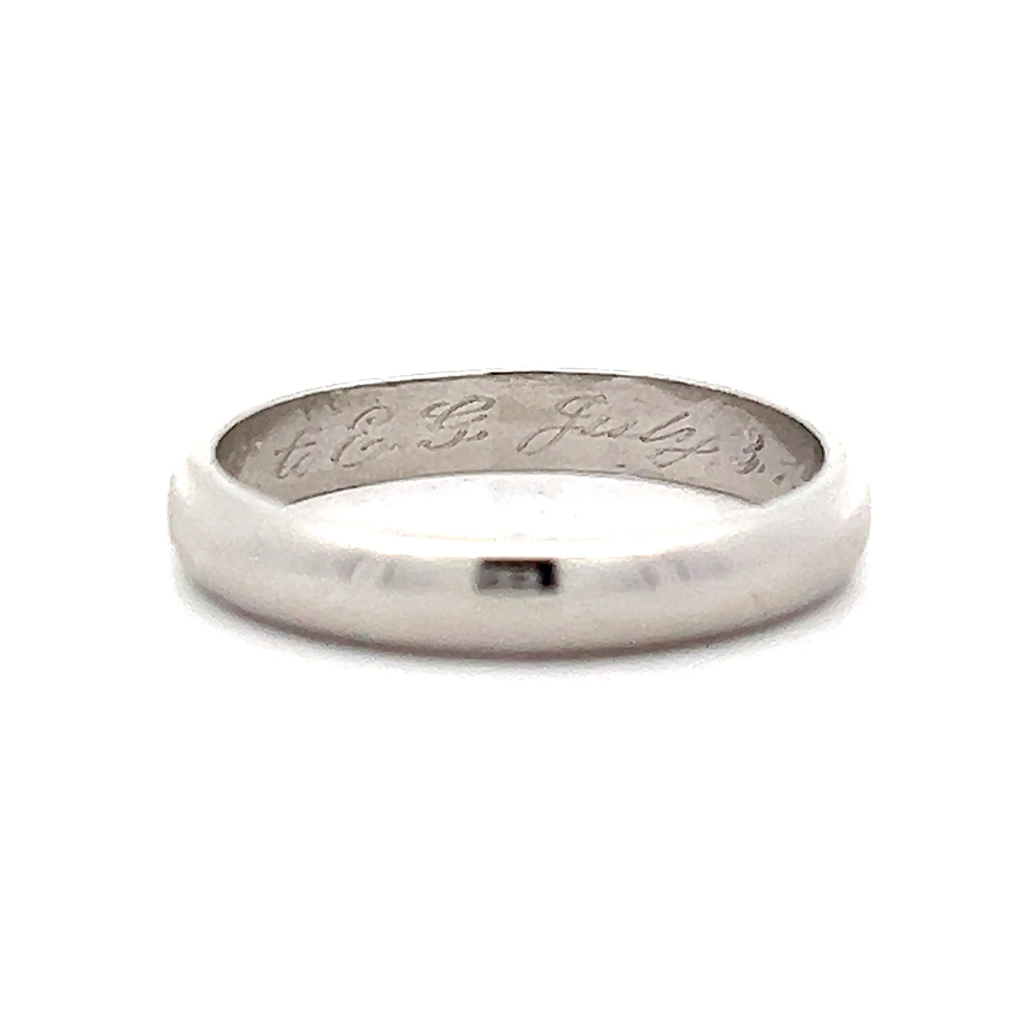 Vintage Retro Half Round Wedding Band in Platinum - Image 5