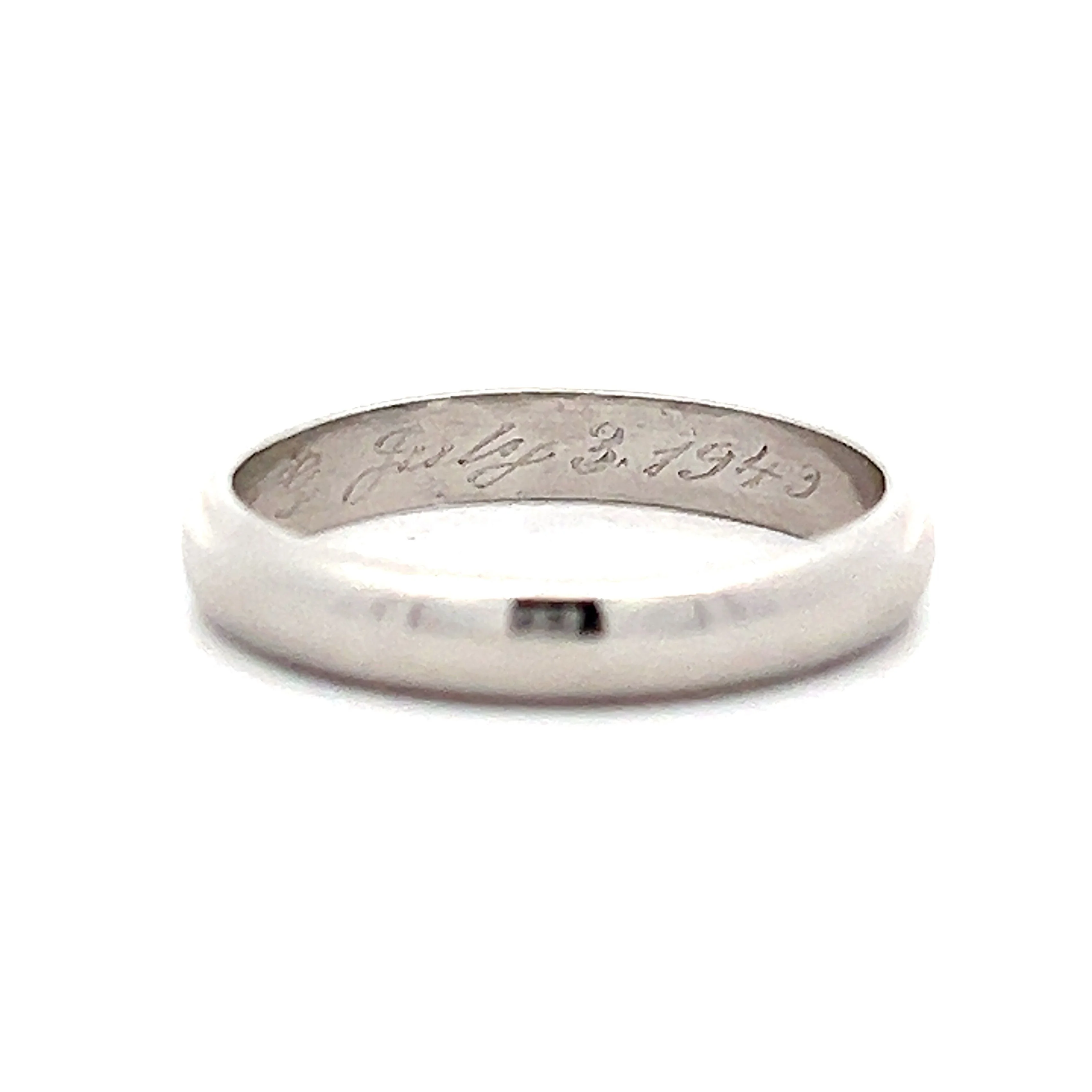 Vintage Retro Half Round Wedding Band in Platinum - Image 6