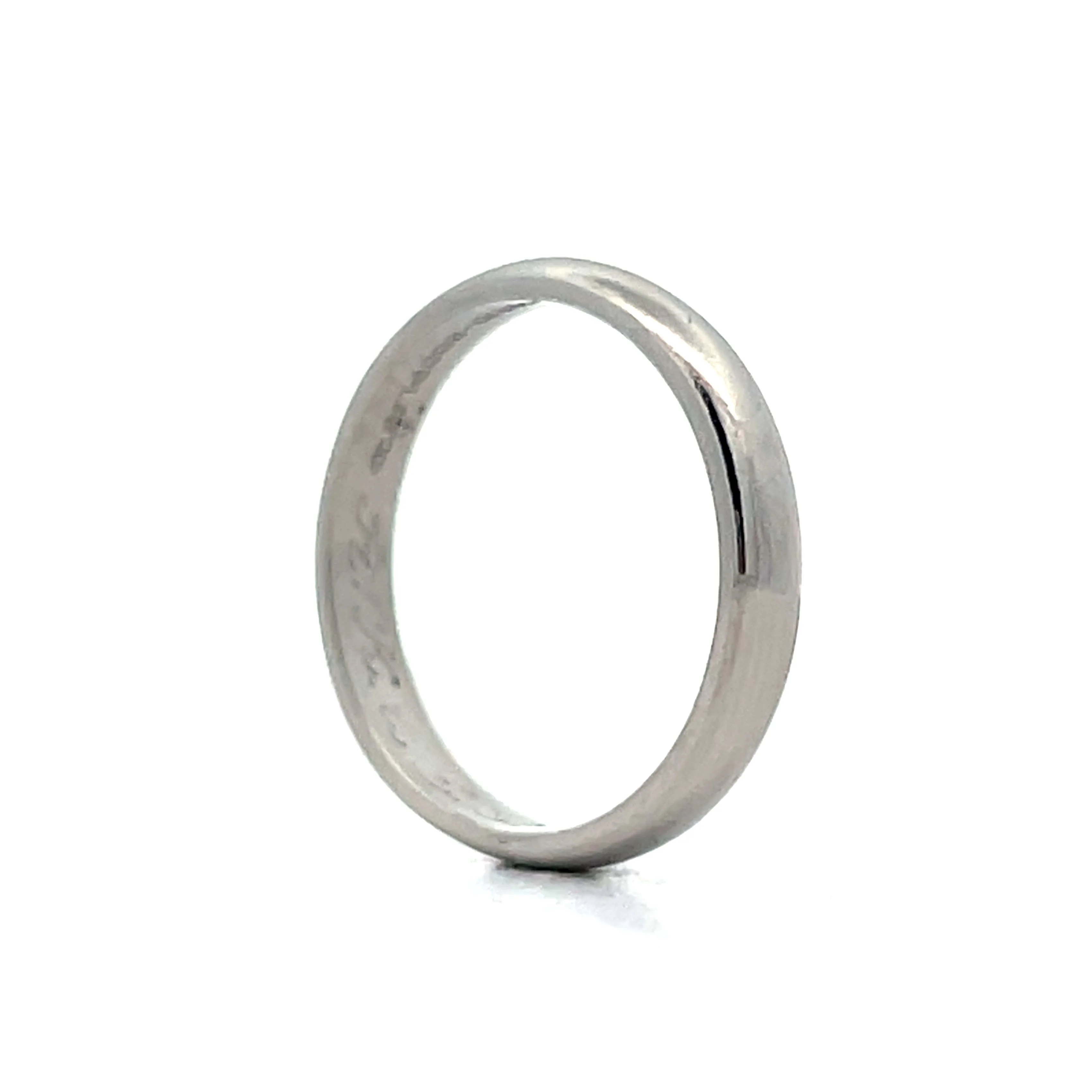 Vintage Retro Half Round Wedding Band in Platinum - Image 8