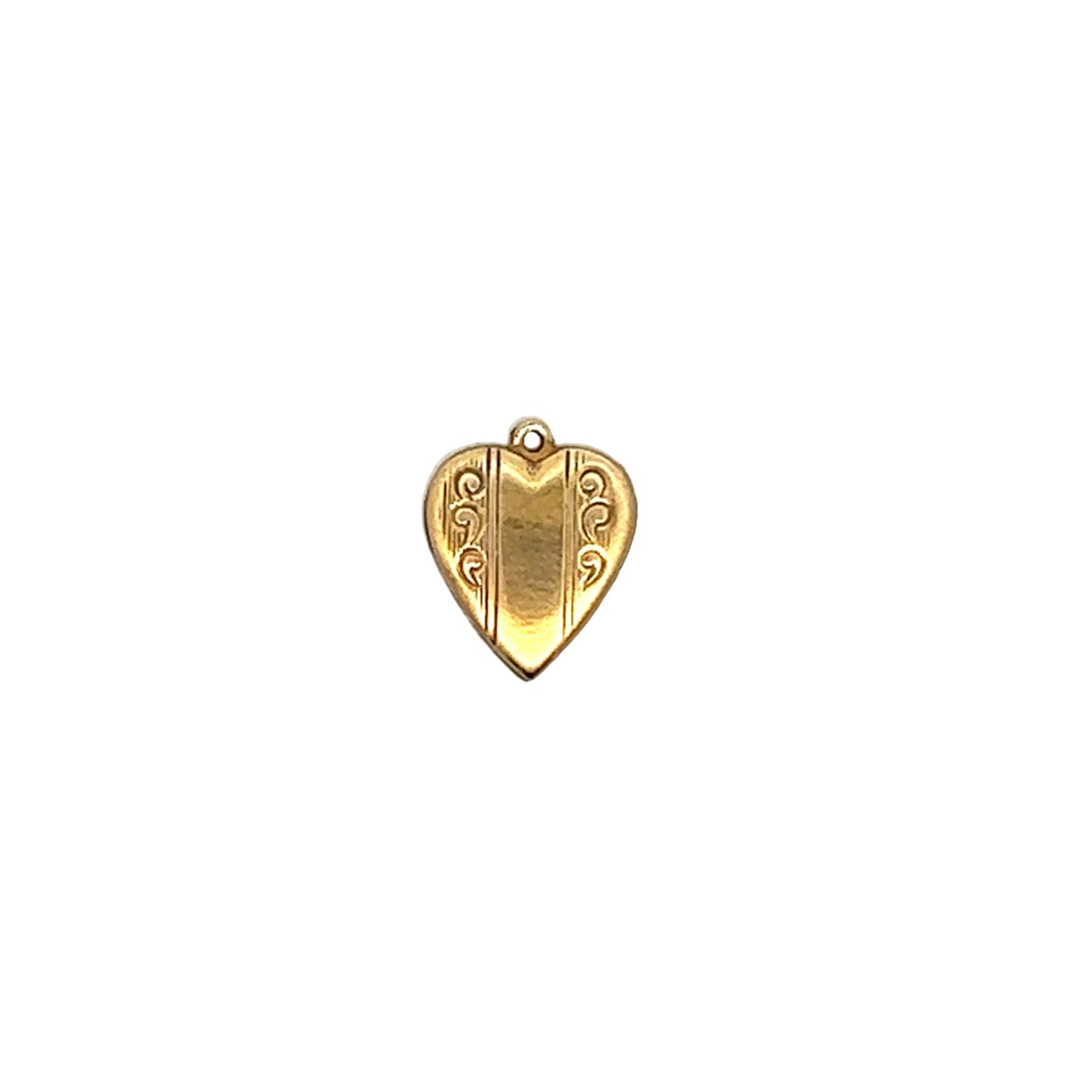 Vintage Retro Heart Charm in 10k Yellow Gold - Image 2