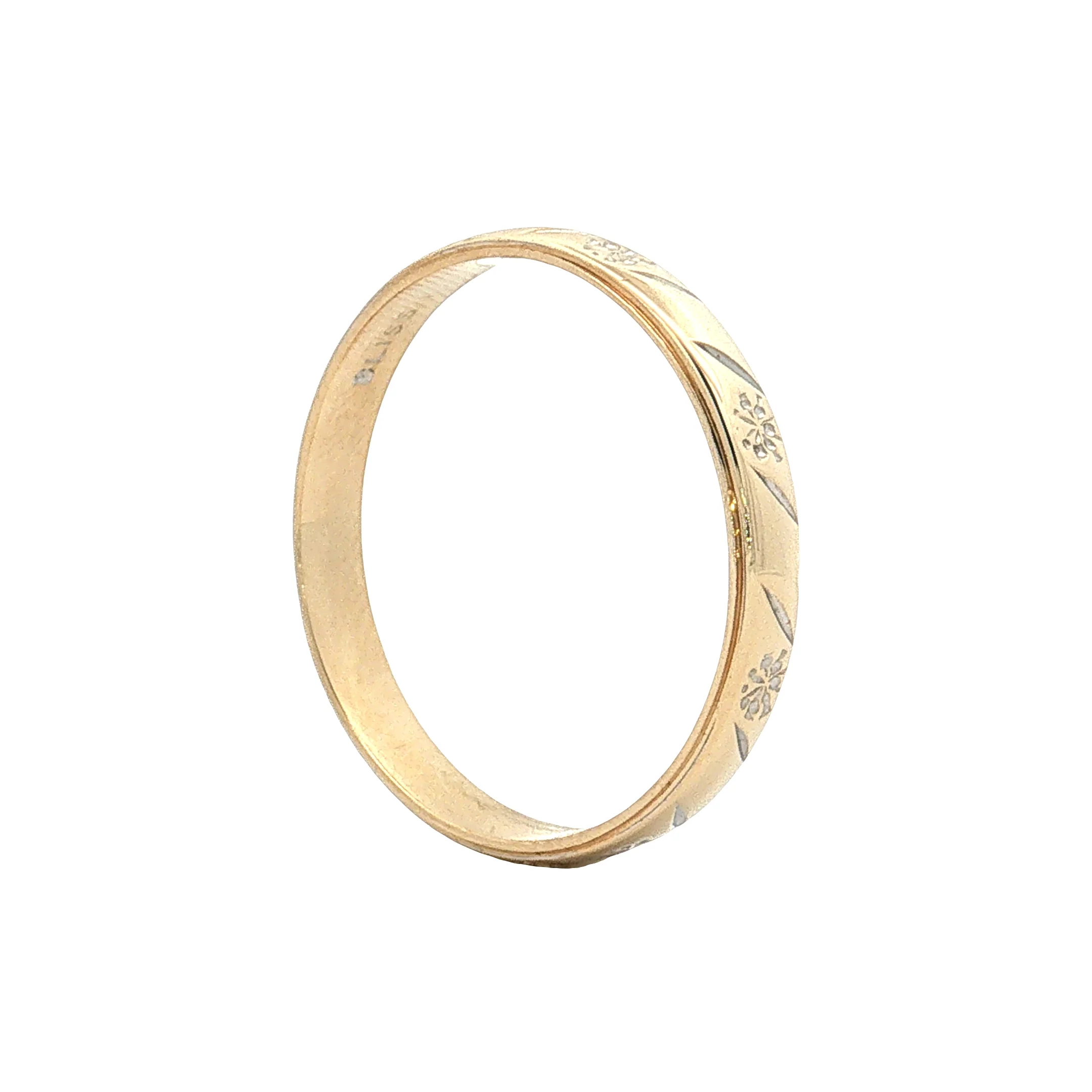 Vintage Retro Men's Engraved Wedding Band 18k Two-Tone Gold - Image 6