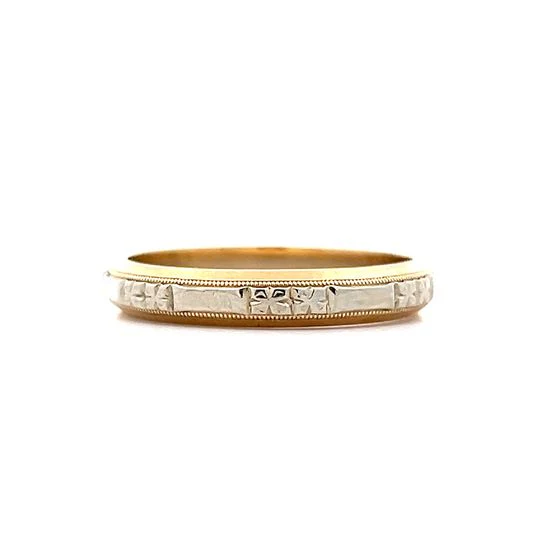 Vintage Retro Mens Orange Blossom Band in 14k - Image 2