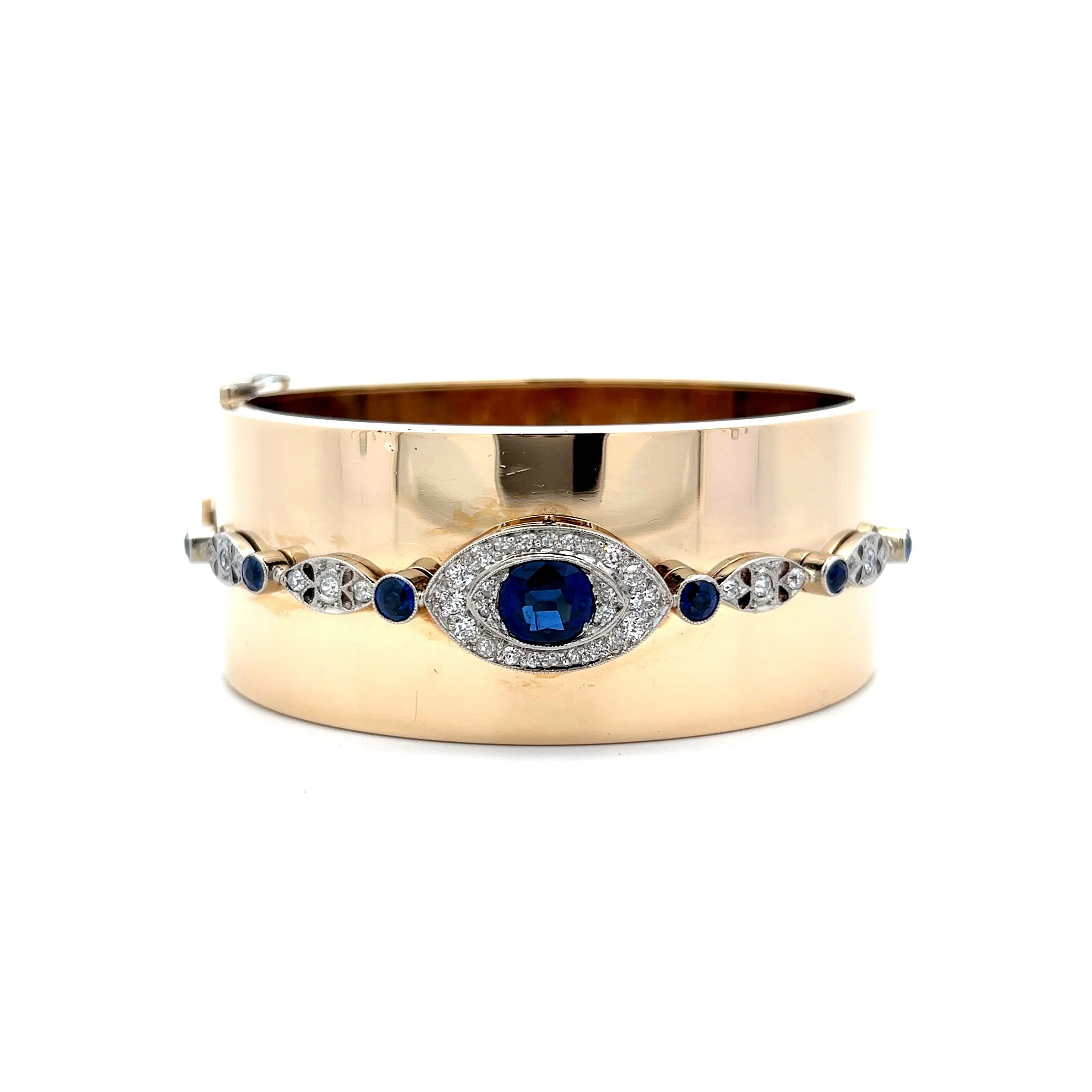 Vintage Retro Sapphire & Diamond Bracelet in 14k/Platinum