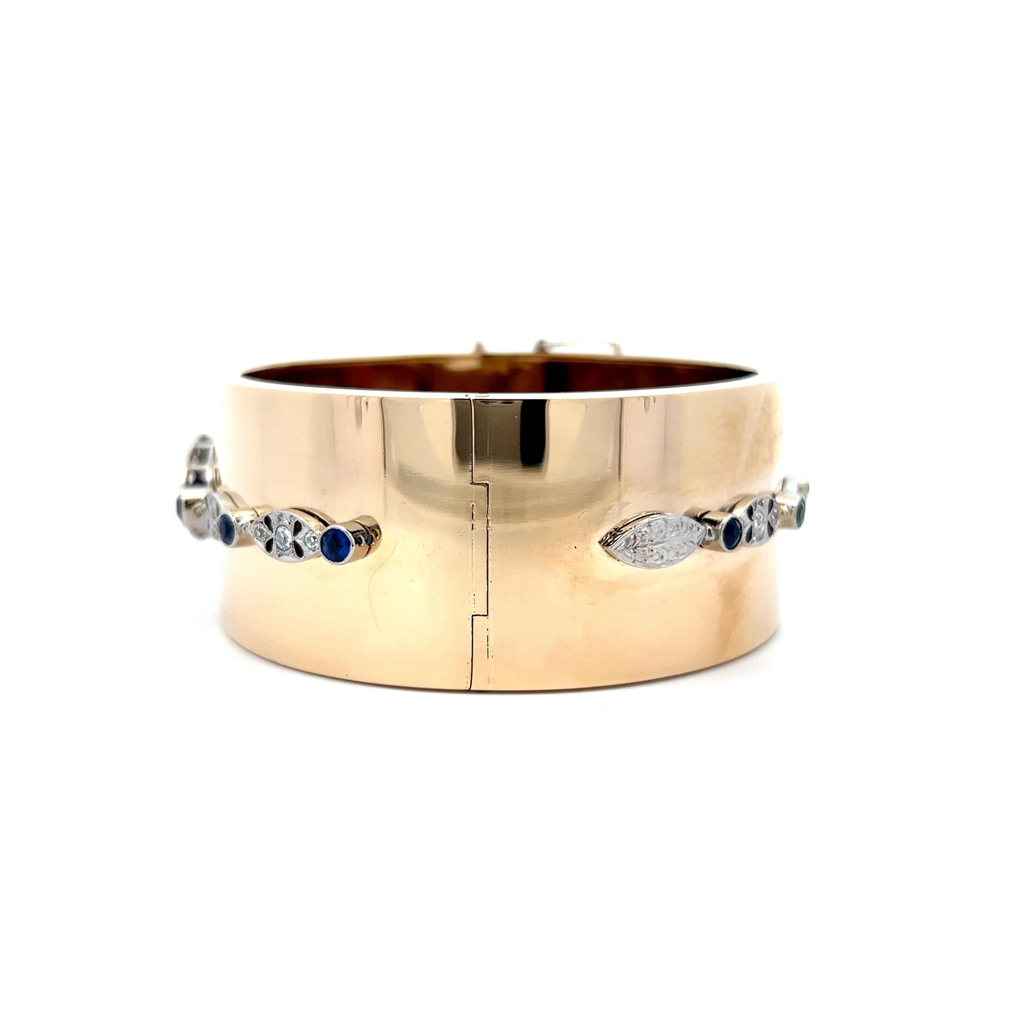 Vintage Retro Sapphire & Diamond Bracelet in 14k/Platinum - Image 3