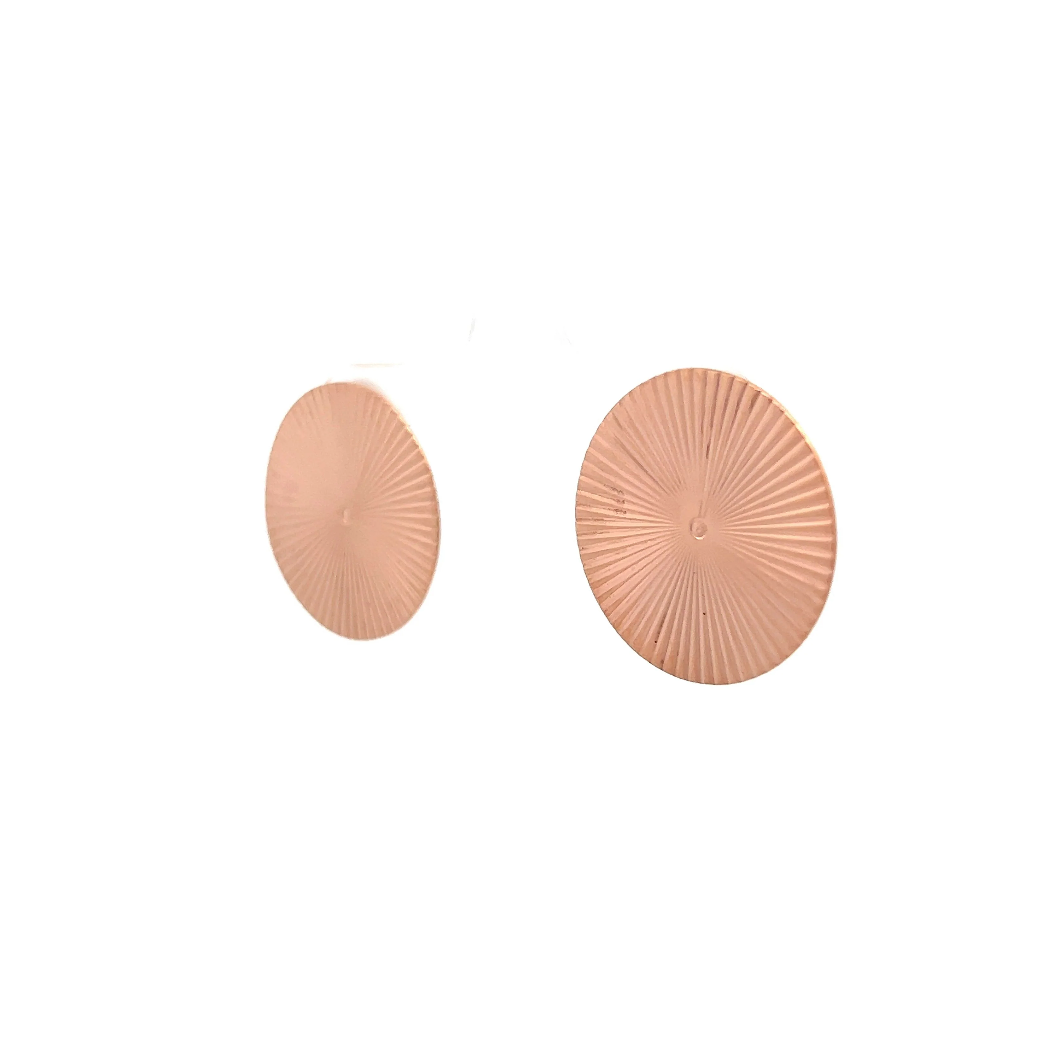 Vintage Retro Textured Disk Stud Earrings in Rose Gold - Image 2
