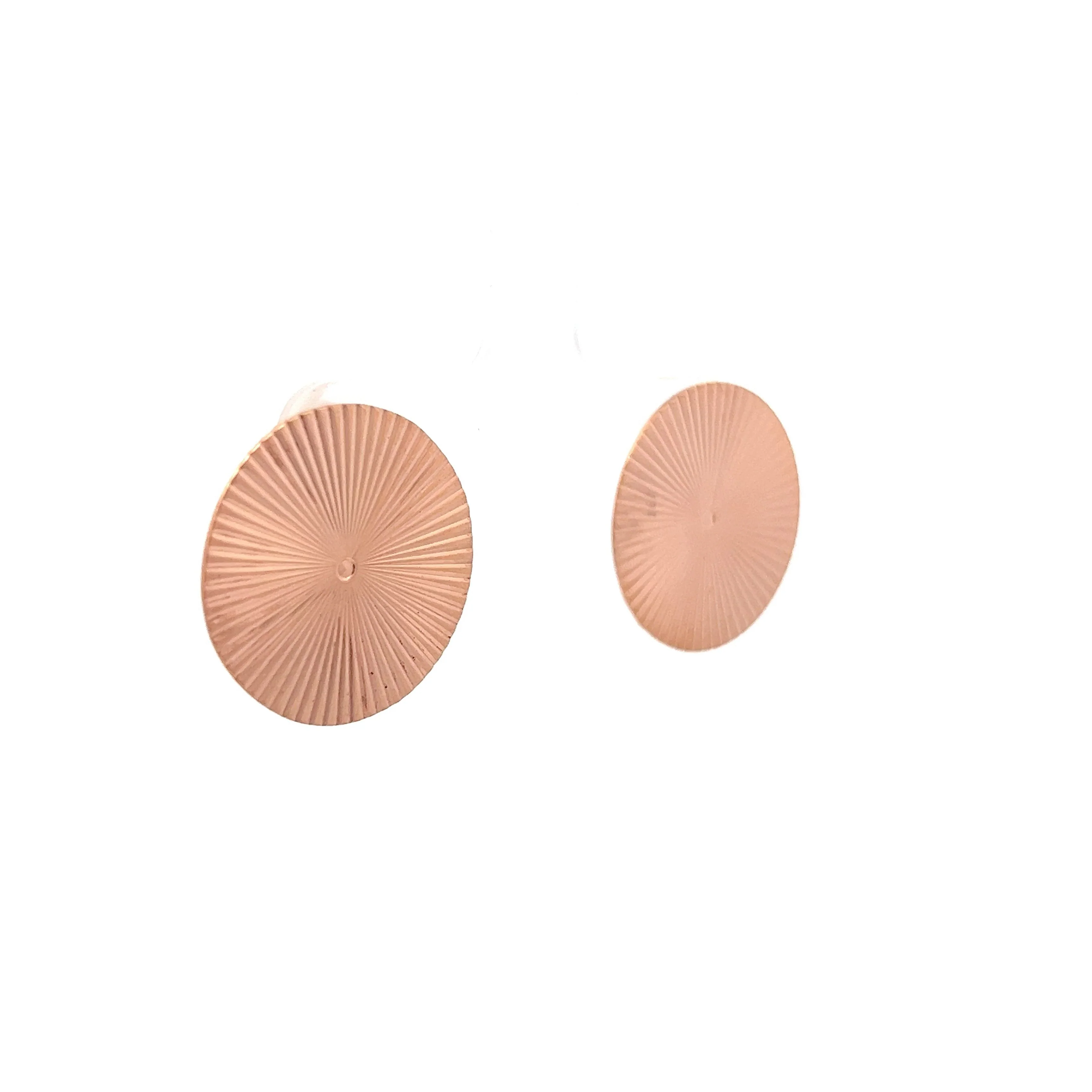 Vintage Retro Textured Disk Stud Earrings in Rose Gold - Image 3