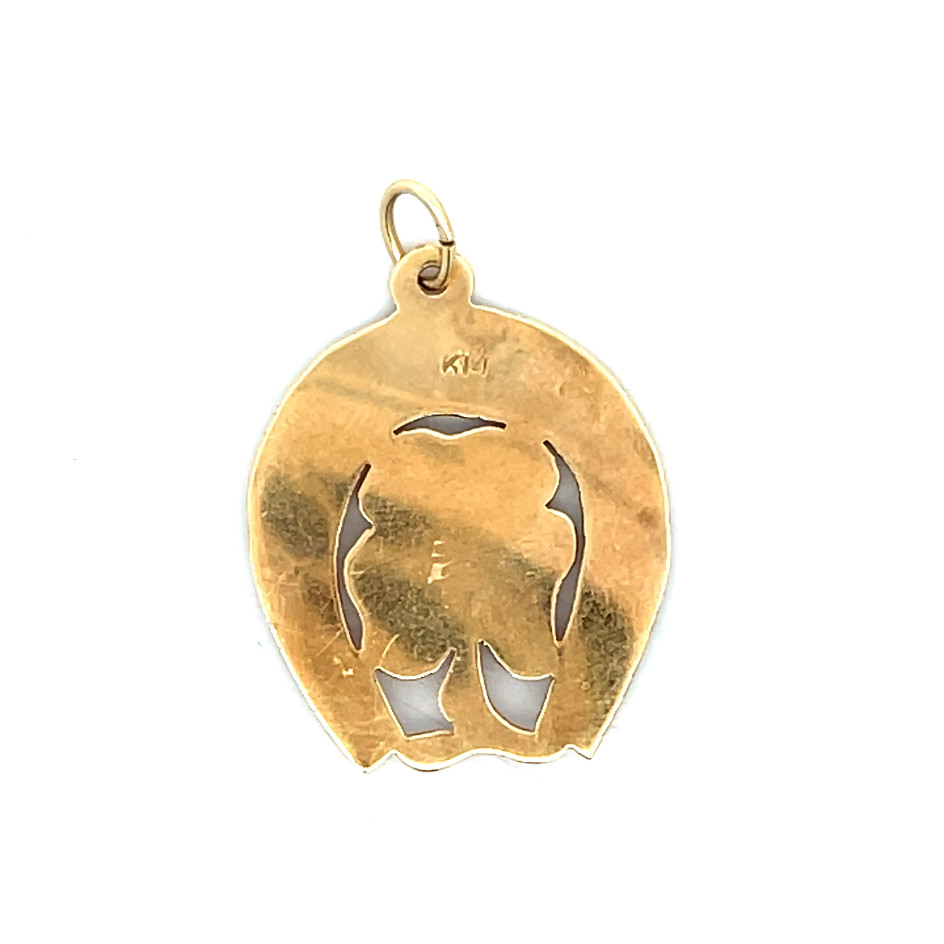 Vintage Retro Turquoise Pendant in 14k Yellow Gold - Image 2