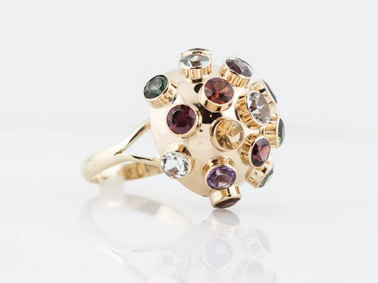 Vintage Right Hand Mid-Century Sputnik Ring in 14k Yellow Gold - Image 2