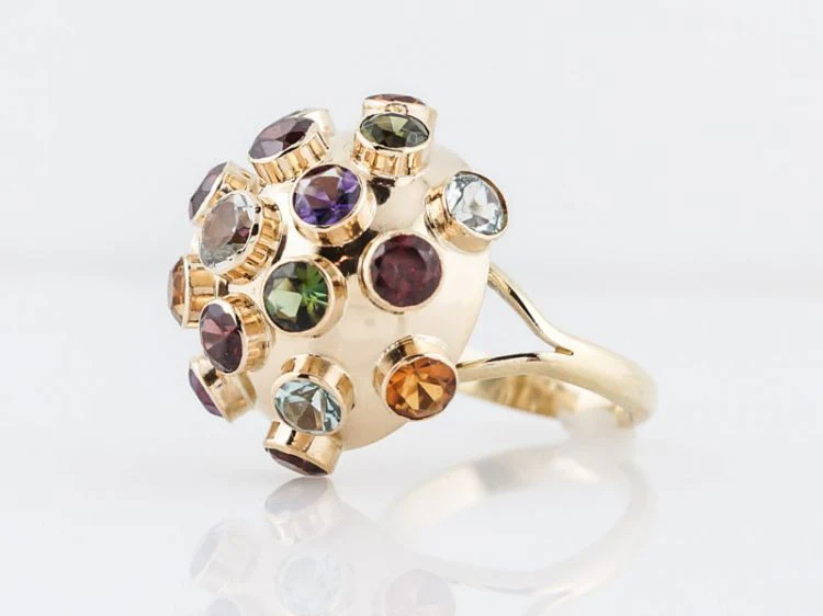 Vintage Right Hand Mid-Century Sputnik Ring in 14k Yellow Gold - Image 3