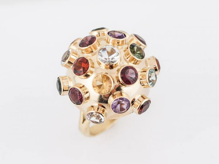 Vintage Right Hand Mid-Century Sputnik Ring in 14k Yellow Gold - Image 4