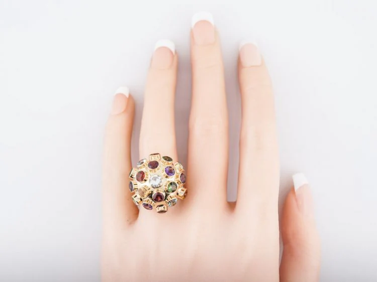 Vintage Right Hand Mid-Century Sputnik Ring in 14k Yellow Gold - Image 6