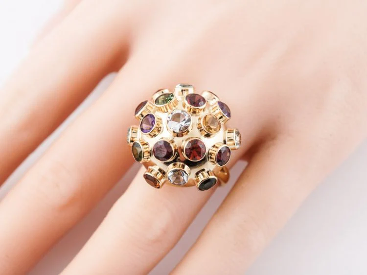 Vintage Right Hand Mid-Century Sputnik Ring in 14k Yellow Gold - Image 7