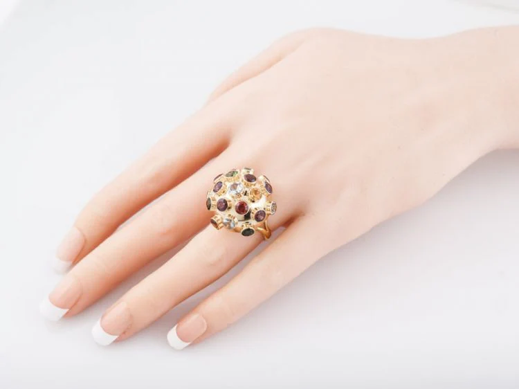 Vintage Right Hand Mid-Century Sputnik Ring in 14k Yellow Gold - Image 8