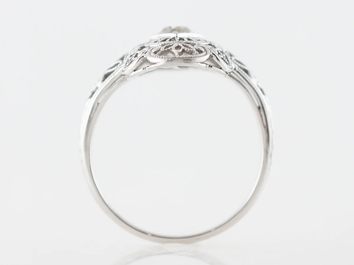Vintage Right Hand Ring Art Deco .34 Old Mine Cut Diamond in 18k White Gold - Image 5