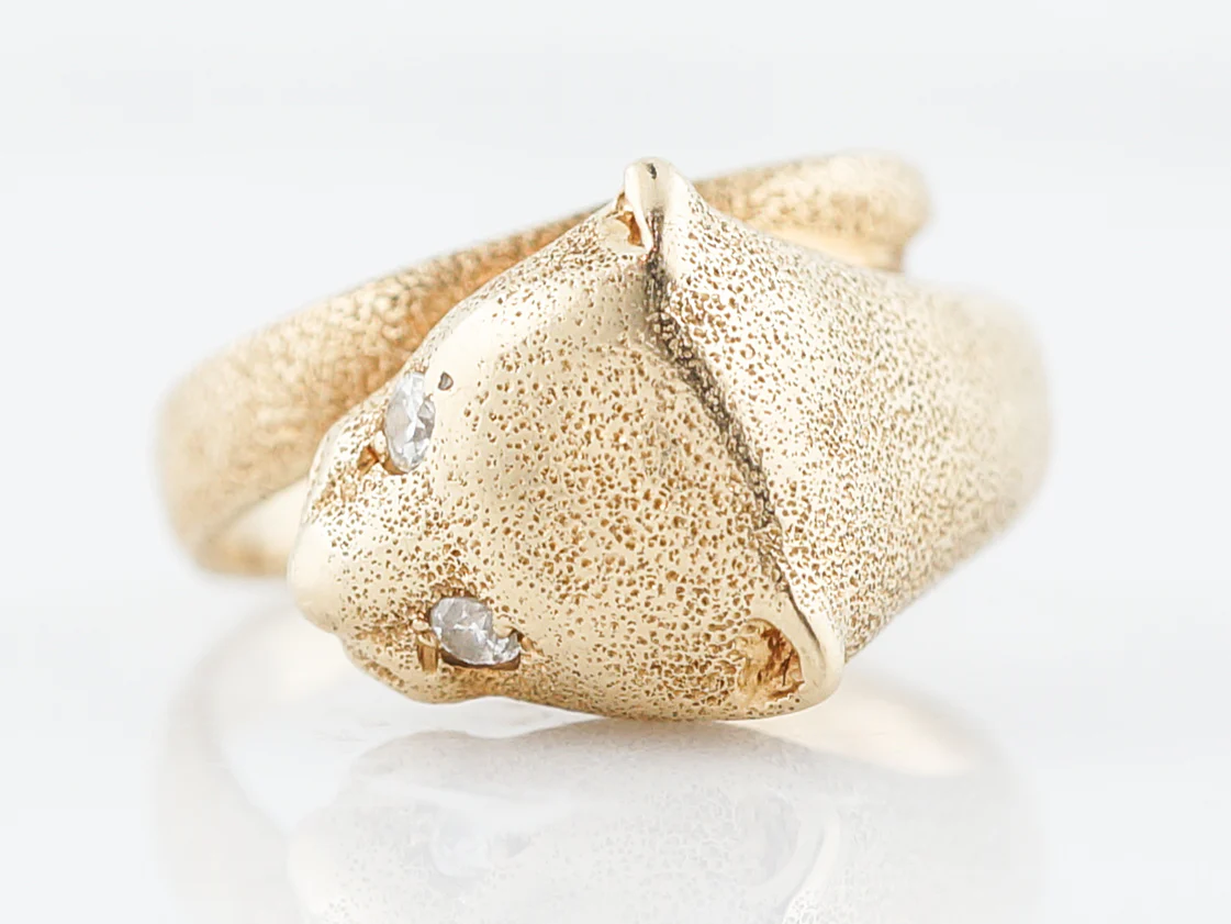 Vintage Right Hand Ring Mid-Century .06 Old European Cut Diamonds in 14k Yellow Gold