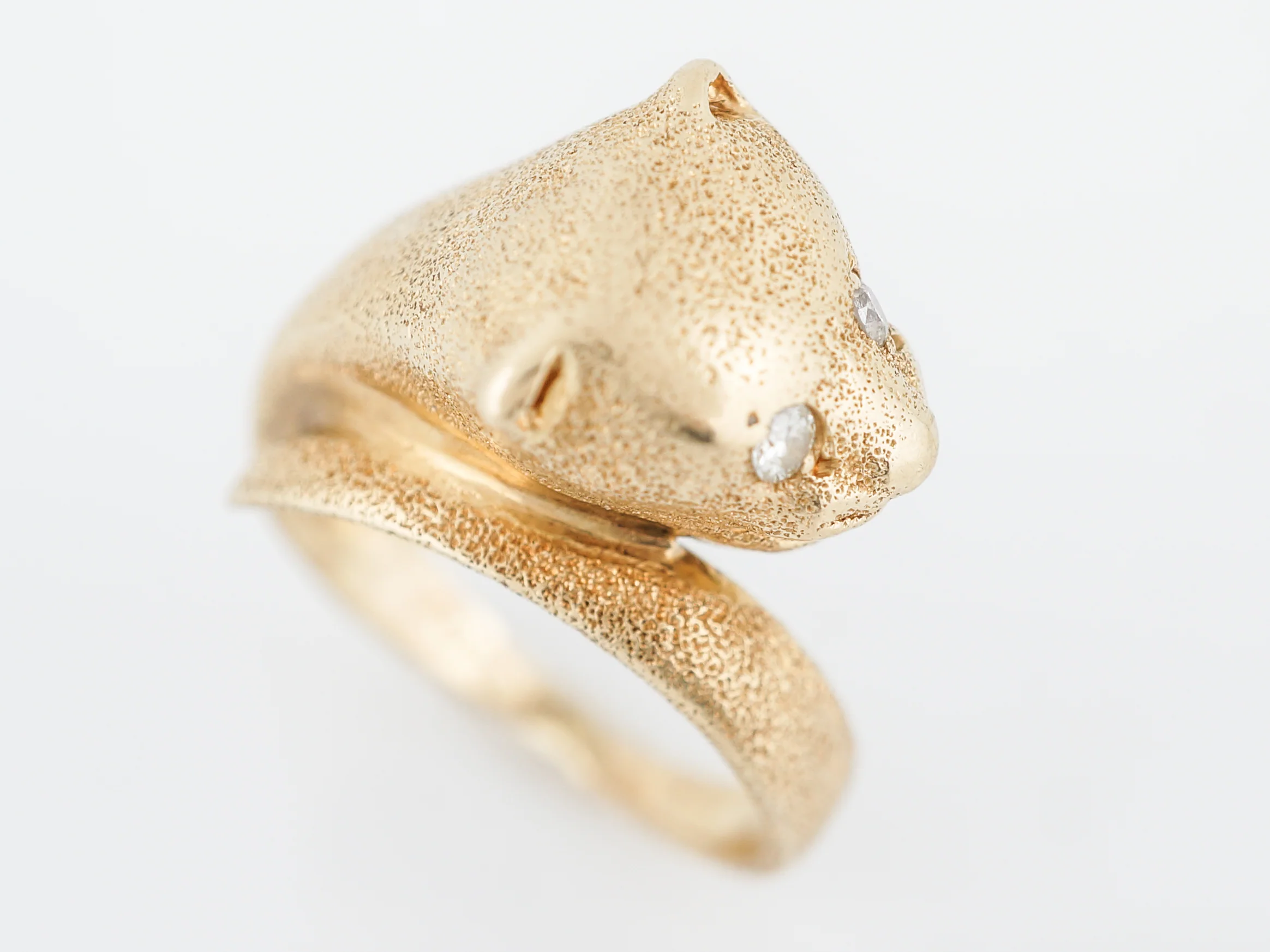 Vintage Right Hand Ring Mid-Century .06 Old European Cut Diamonds in 14k Yellow Gold - Image 4