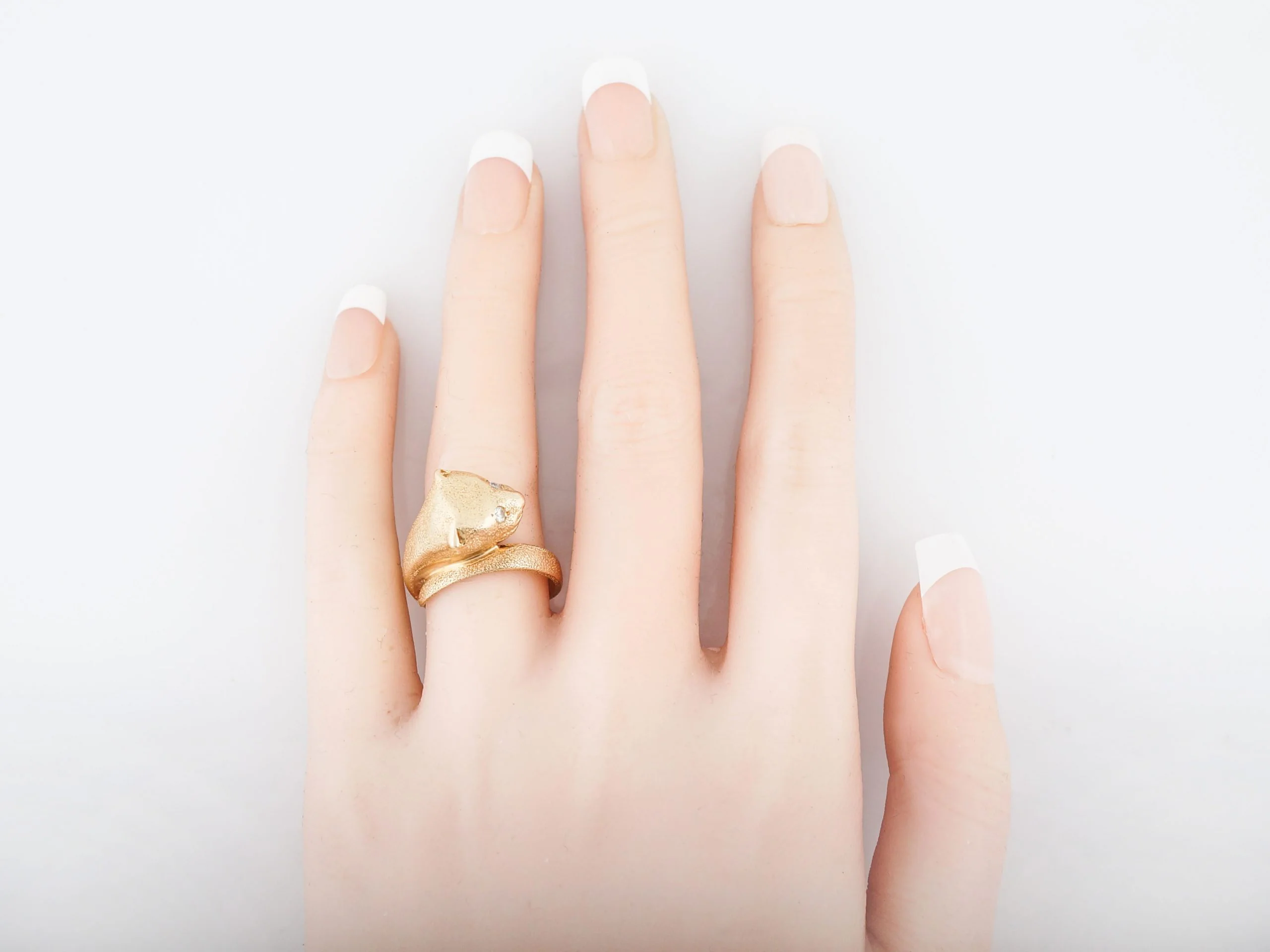 Vintage Right Hand Ring Mid-Century .06 Old European Cut Diamonds in 14k Yellow Gold - Image 7