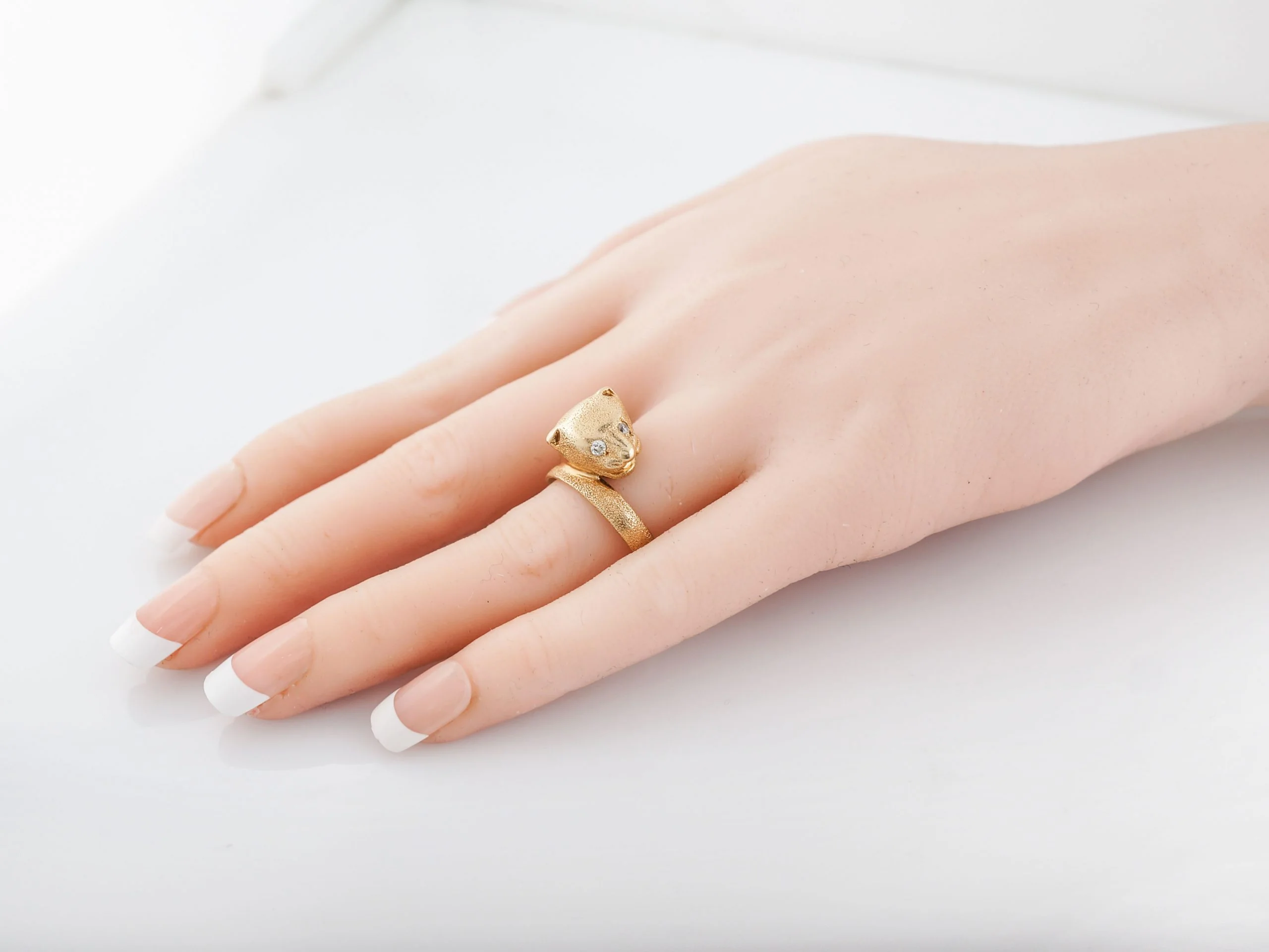 Vintage Right Hand Ring Mid-Century .06 Old European Cut Diamonds in 14k Yellow Gold - Image 8