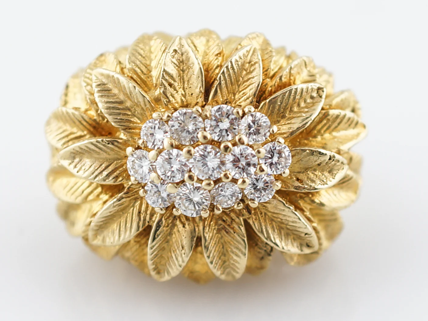 Vintage Right Hand Ring Mid Century 1.04 Round Brilliant Cut Diamonds in 14k Yellow Gold