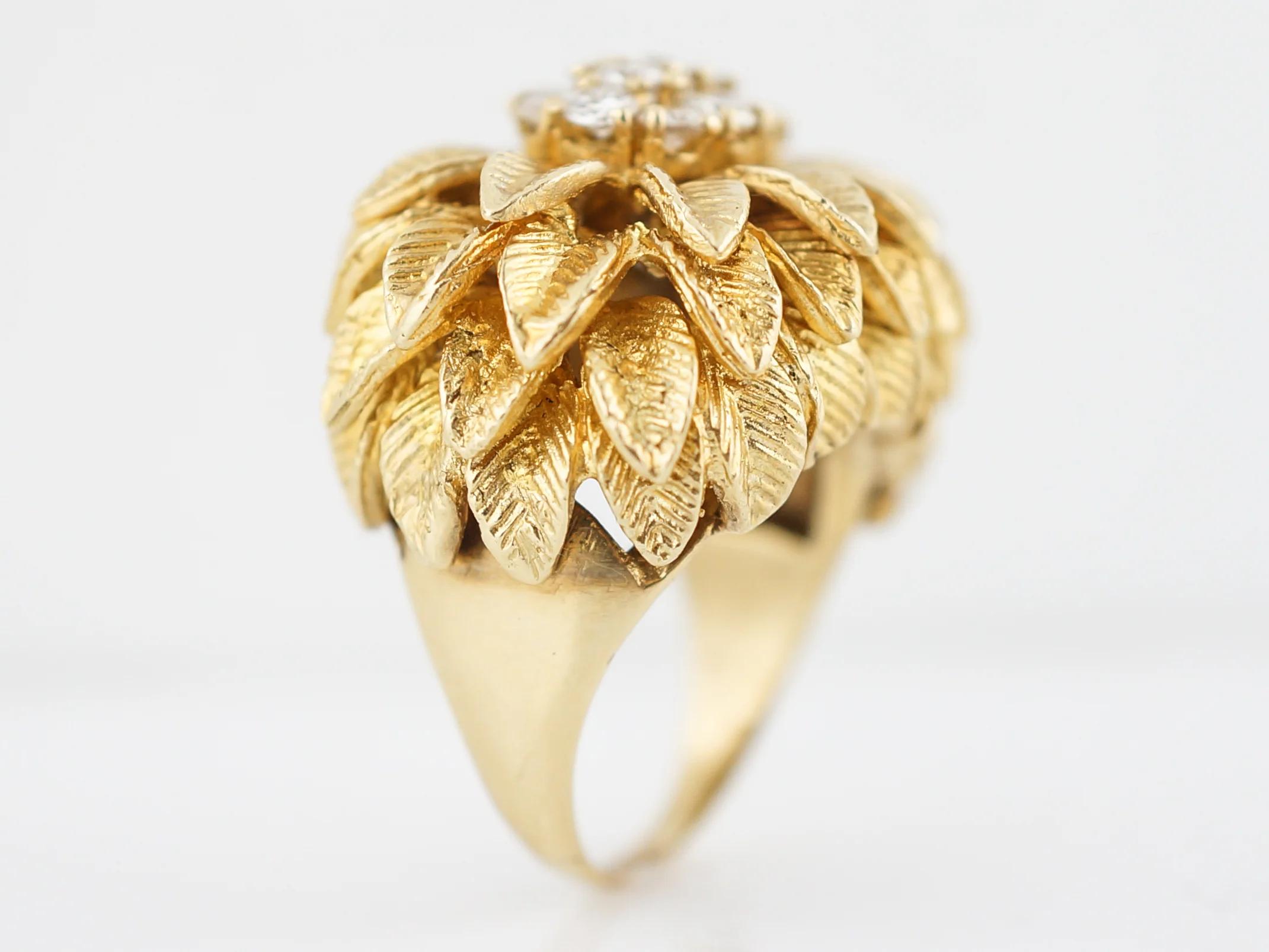 Vintage Right Hand Ring Mid Century 1.04 Round Brilliant Cut Diamonds in 14k Yellow Gold - Image 5