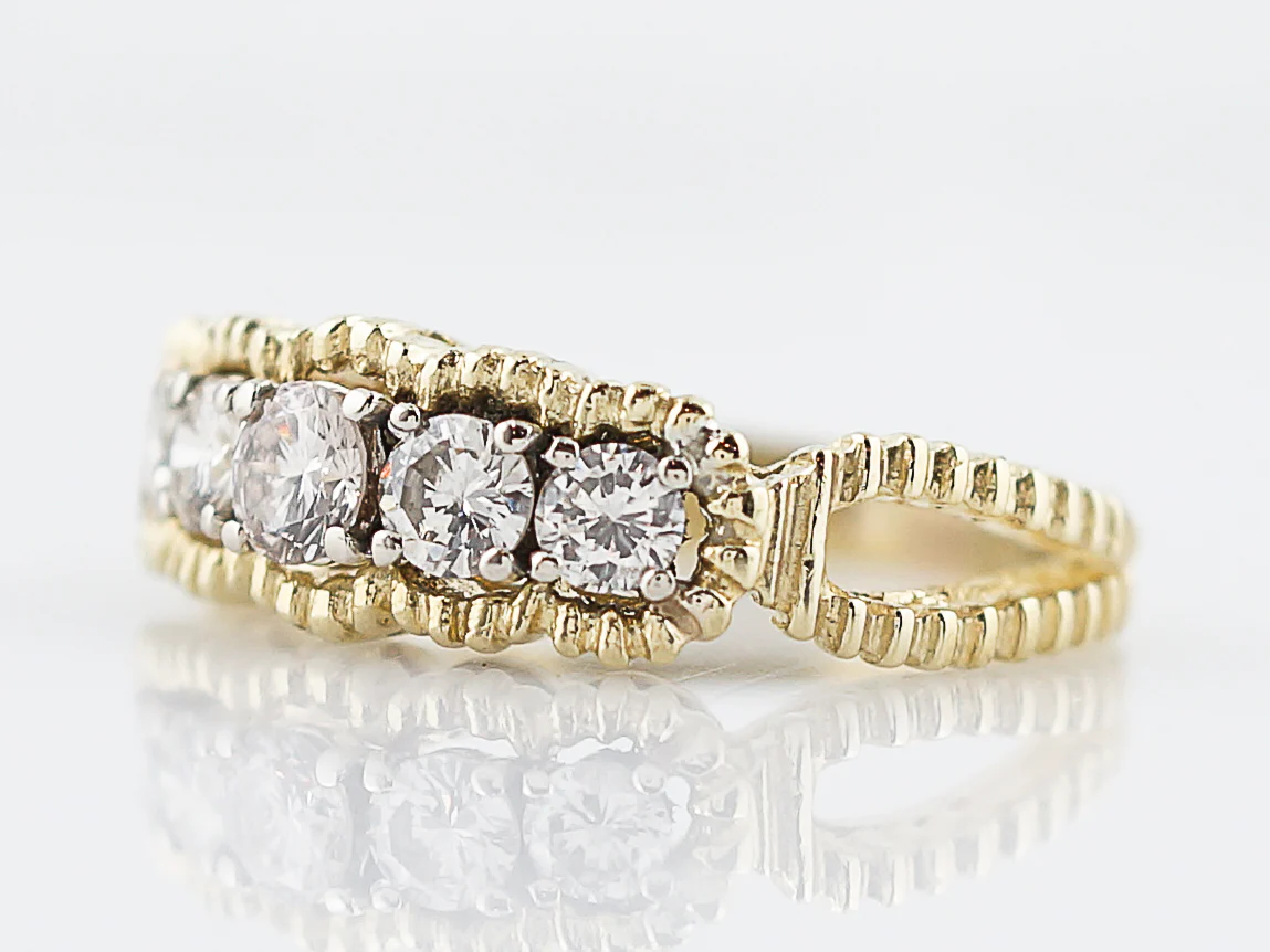 Vintage Right Hand Ring Mid Century 1.05 Round Brilliant Cut Diamonds in 14K Yellow Gold - Image 3