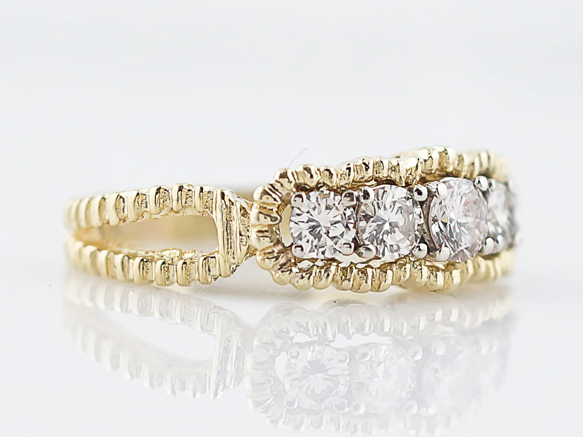 Vintage Right Hand Ring Mid Century 1.05 Round Brilliant Cut Diamonds in 14K Yellow Gold - Image 4