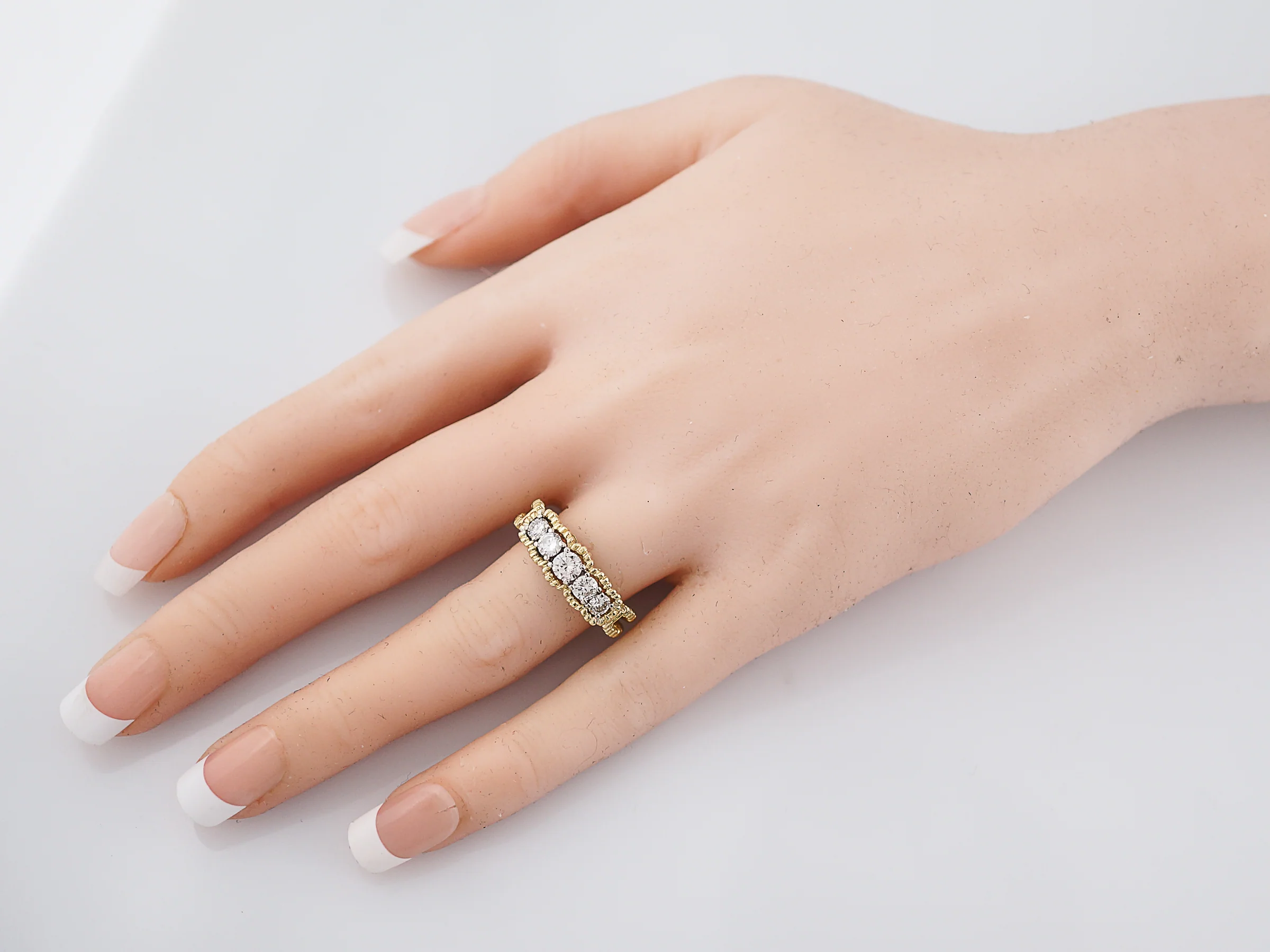 Vintage Right Hand Ring Mid Century 1.05 Round Brilliant Cut Diamonds in 14K Yellow Gold - Image 8