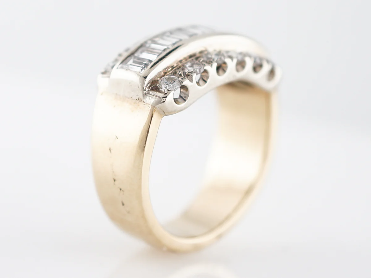 Vintage Right Hand Ring Mid-Century 1.30 Baguette Cut Diamonds in 14k Yellow Gold - Image 5