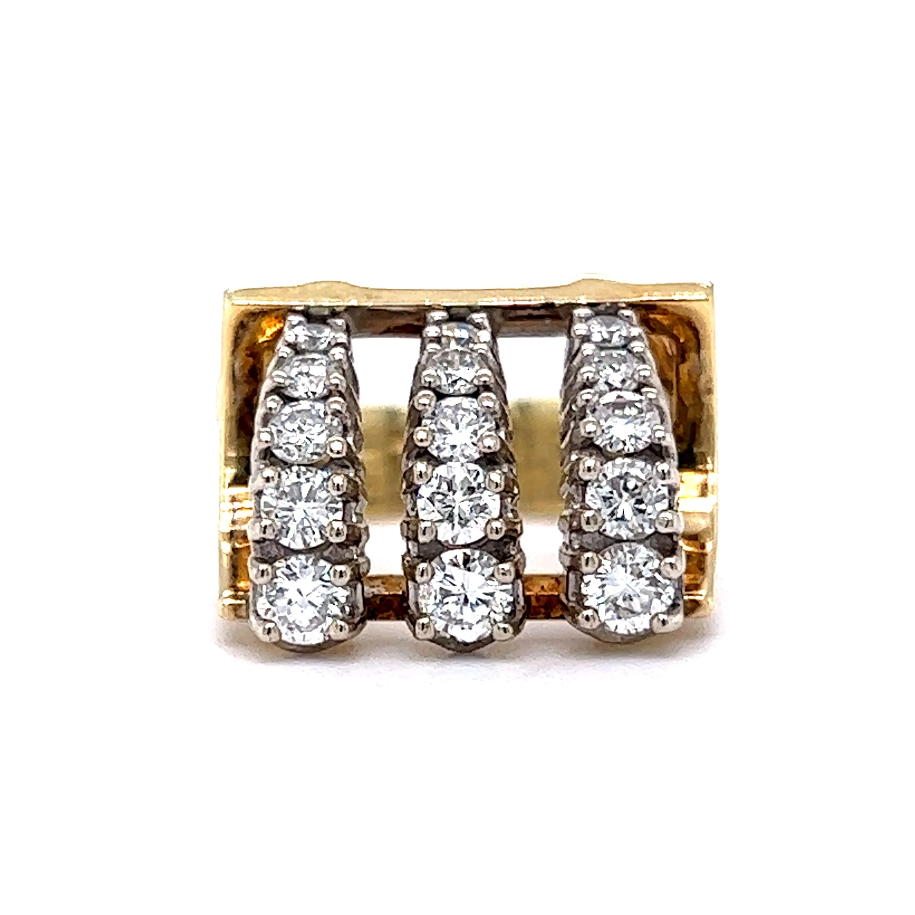 Vintage Right Hand Ring Mid-Century Diamonds in 14k Yellow & White Gold