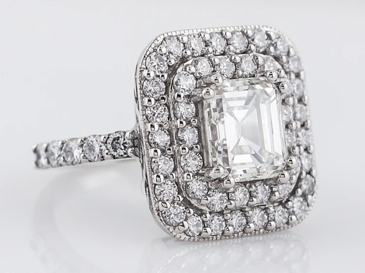 Vintage Right Hand Ring Mid-Century 2.41 Emerald Cut Diamond in Platinum - Image 2