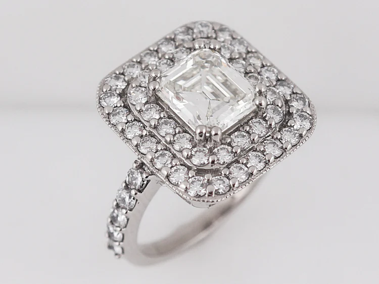 Vintage Right Hand Ring Mid-Century 2.41 Emerald Cut Diamond in Platinum - Image 4