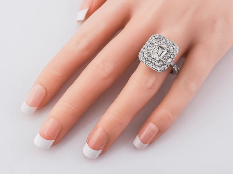 Vintage Right Hand Ring Mid-Century 2.41 Emerald Cut Diamond in Platinum - Image 6