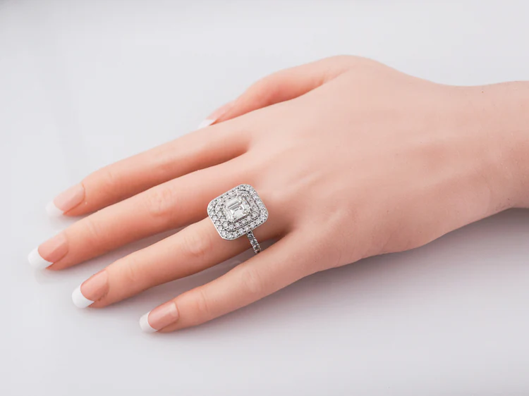 Vintage Right Hand Ring Mid-Century 2.41 Emerald Cut Diamond in Platinum - Image 9
