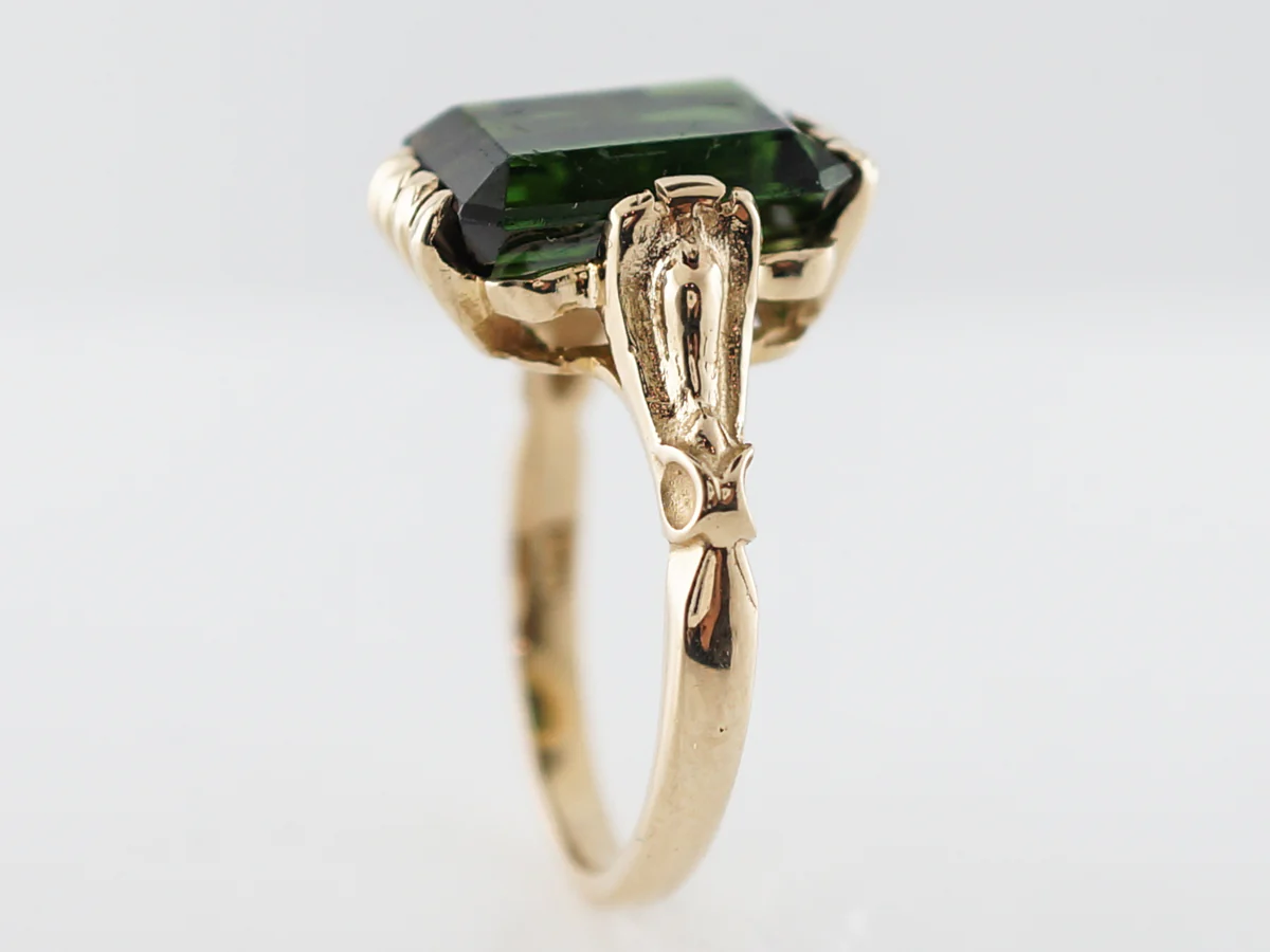 Vintage Right Hand Ring Mid-Century 4.50 Emerald Cut Tourmaline in 14k Yellow Gold - Image 5