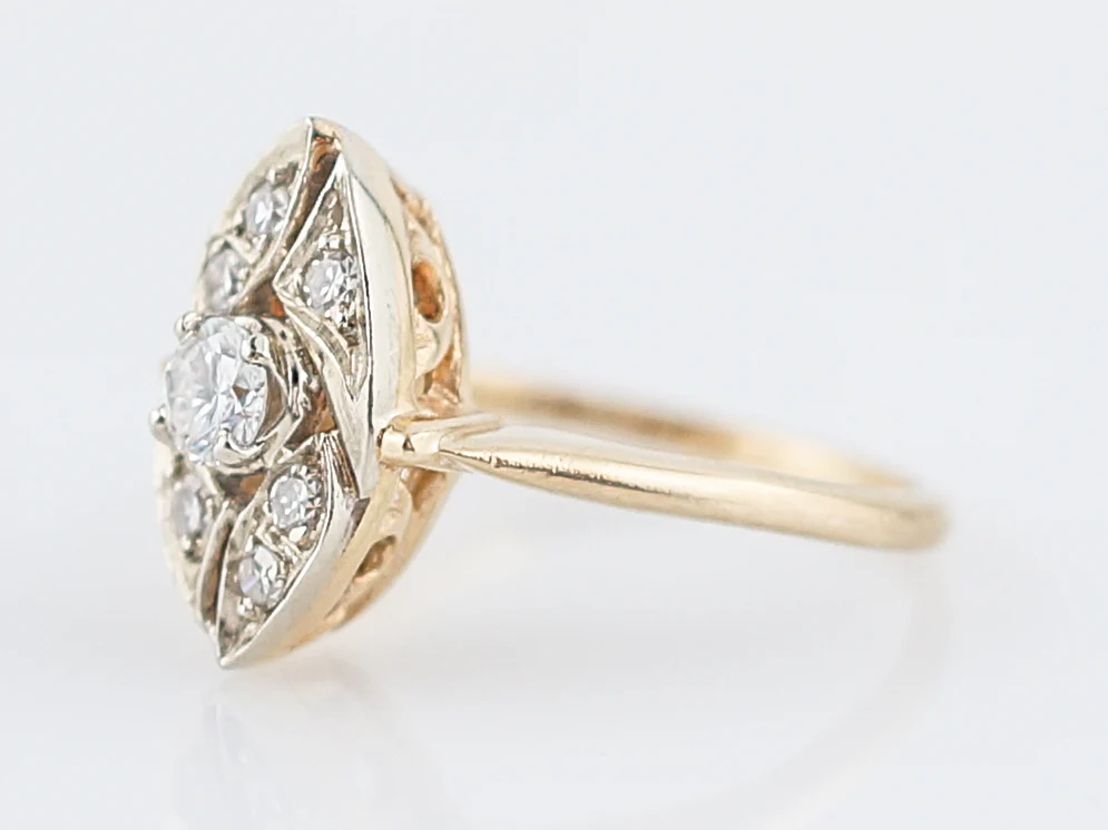 Vintage Right Hand Ring Mid-Century .43 Round Brilliant Cut Diamonds in 14K Yellow & White Gold - Image 2