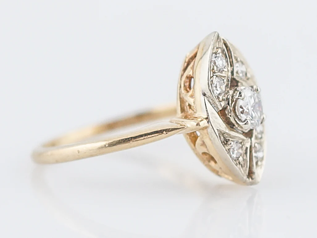 Vintage Right Hand Ring Mid-Century .43 Round Brilliant Cut Diamonds in 14K Yellow & White Gold - Image 3