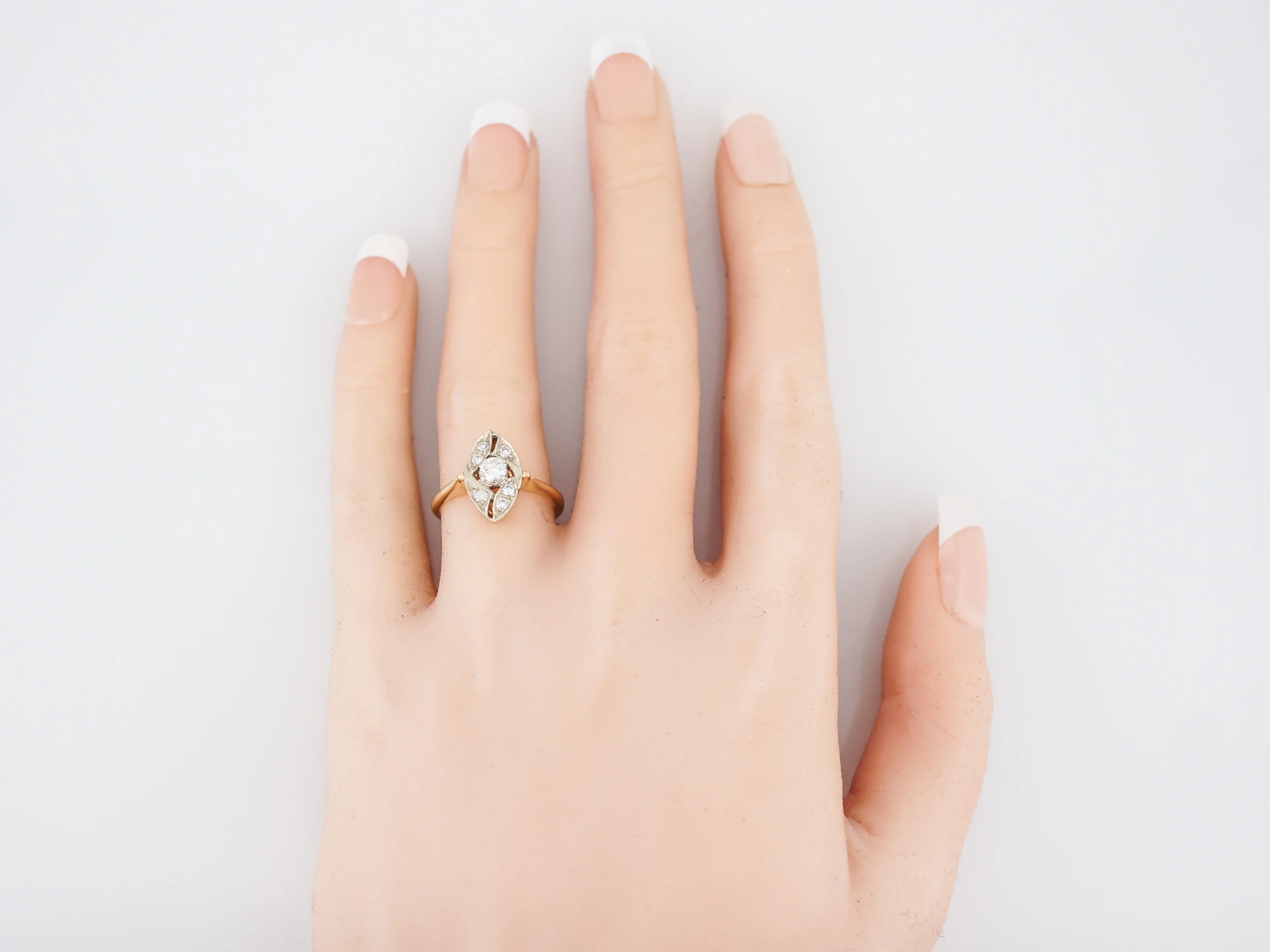 Vintage Right Hand Ring Mid-Century .43 Round Brilliant Cut Diamonds in 14K Yellow & White Gold - Image 7