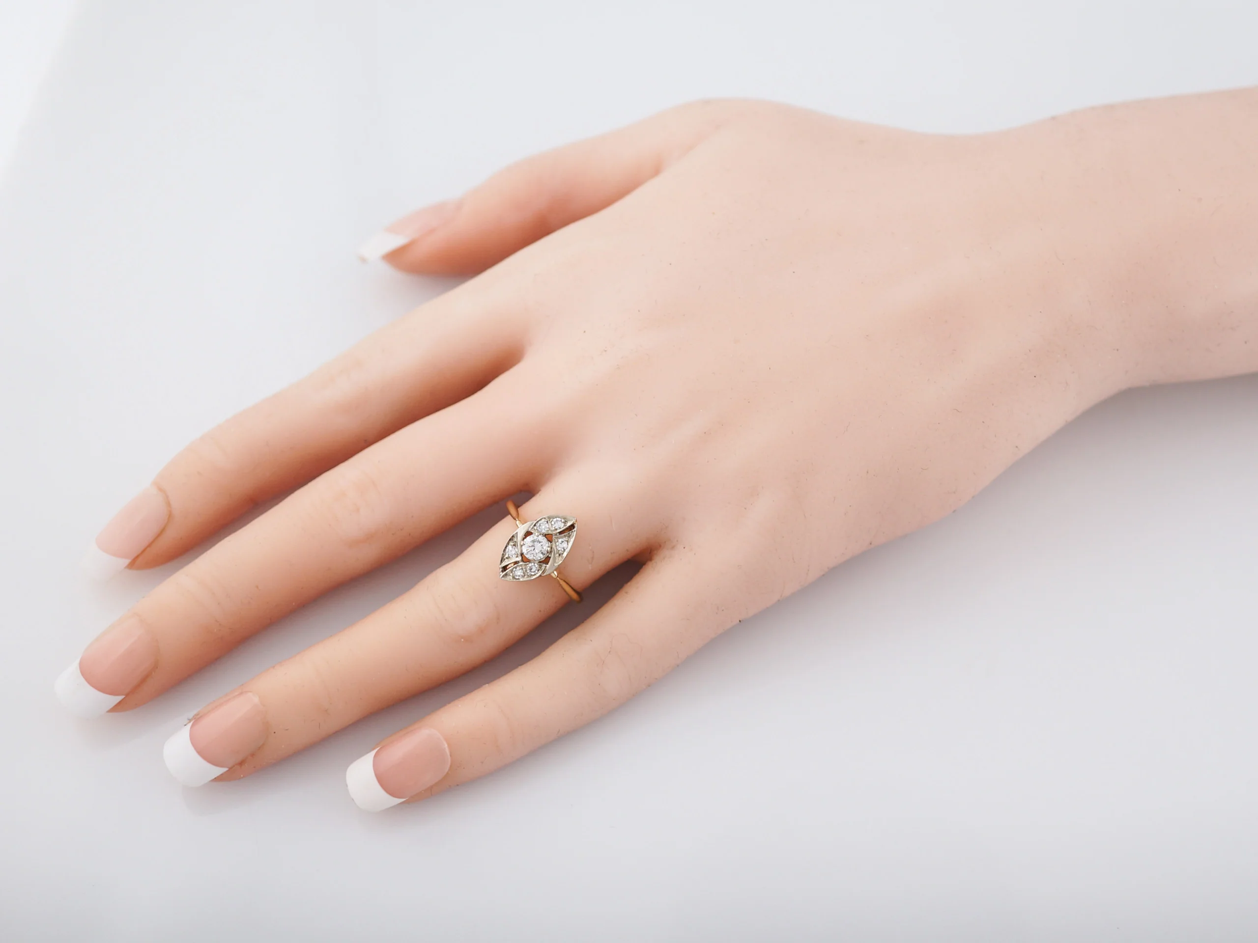 Vintage Right Hand Ring Mid-Century .43 Round Brilliant Cut Diamonds in 14K Yellow & White Gold - Image 8