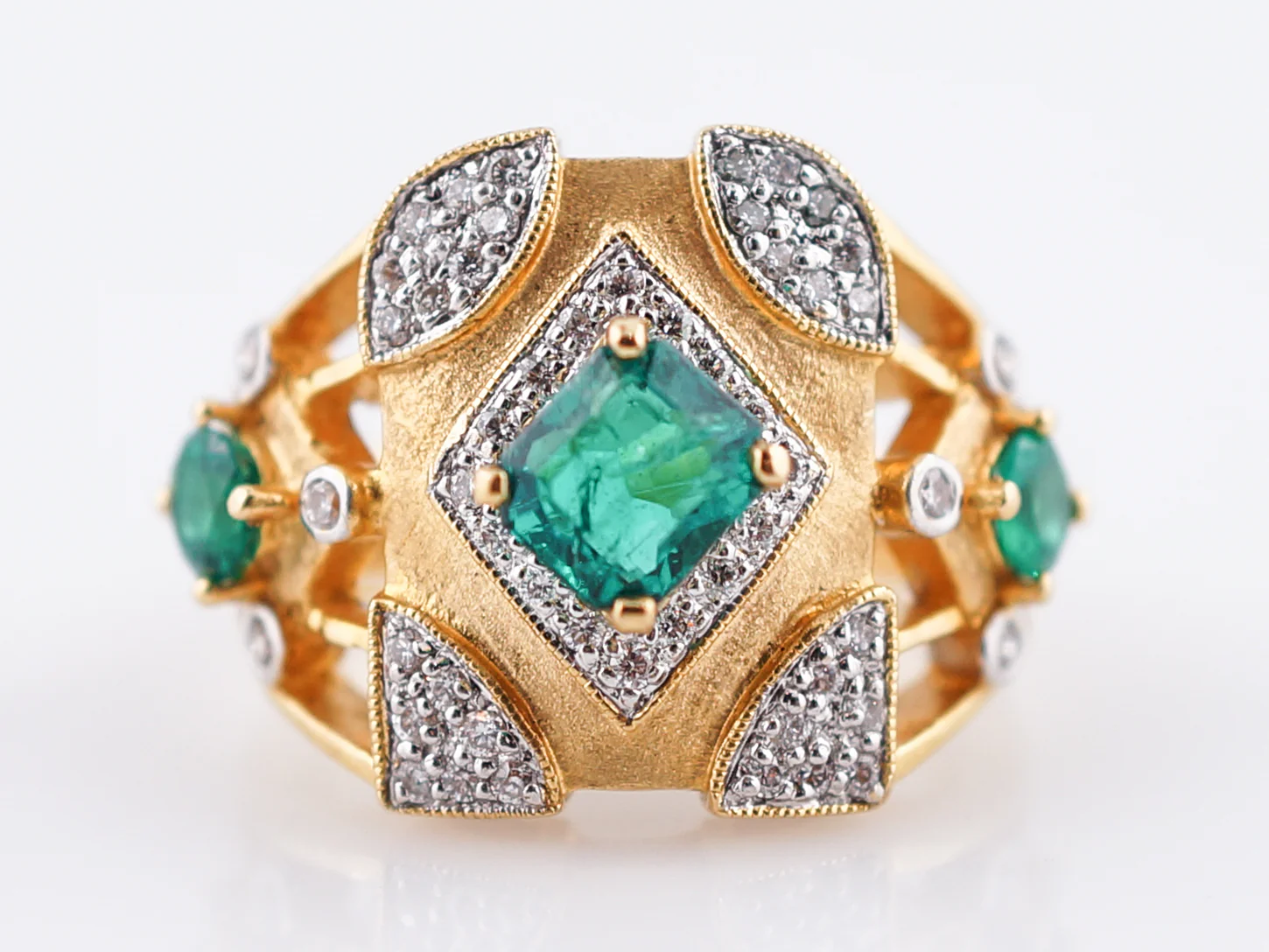Vintage Right Hand Ring Mid-Century .60 Emerald Cut Emerald in 20K Yellow Gold