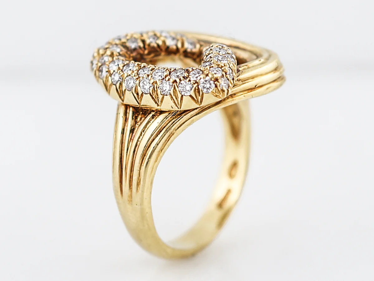 Vintage Right Hand Ring Mid Century .81 Round Brilliant Cut Diamonds in 18k Yellow Gold - Image 5