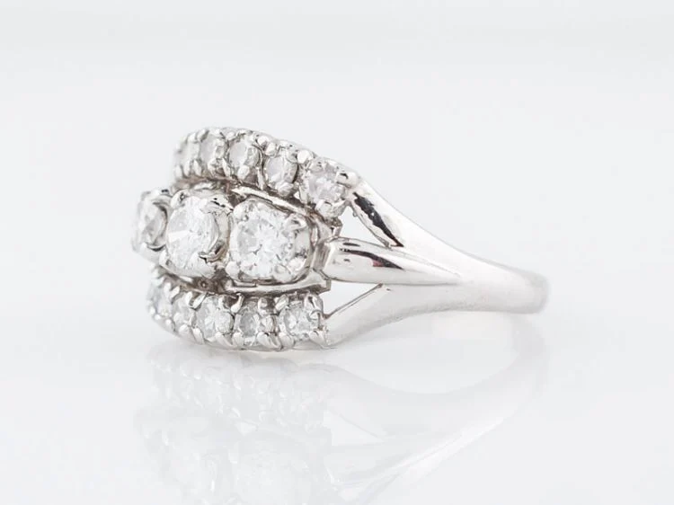 Vintage Right Hand Ring Mid-Century .94cttw Round Brilliant Cut Diamonds in 14k White Gold - Image 3