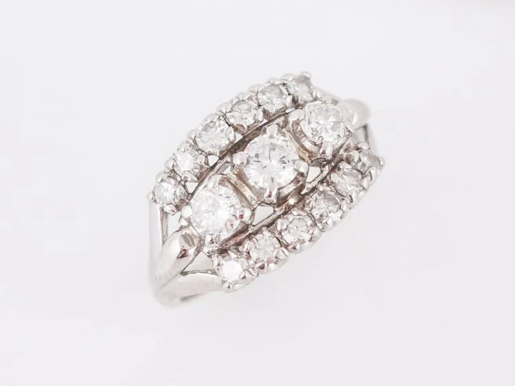 Vintage Right Hand Ring Mid-Century .94cttw Round Brilliant Cut Diamonds in 14k White Gold - Image 4